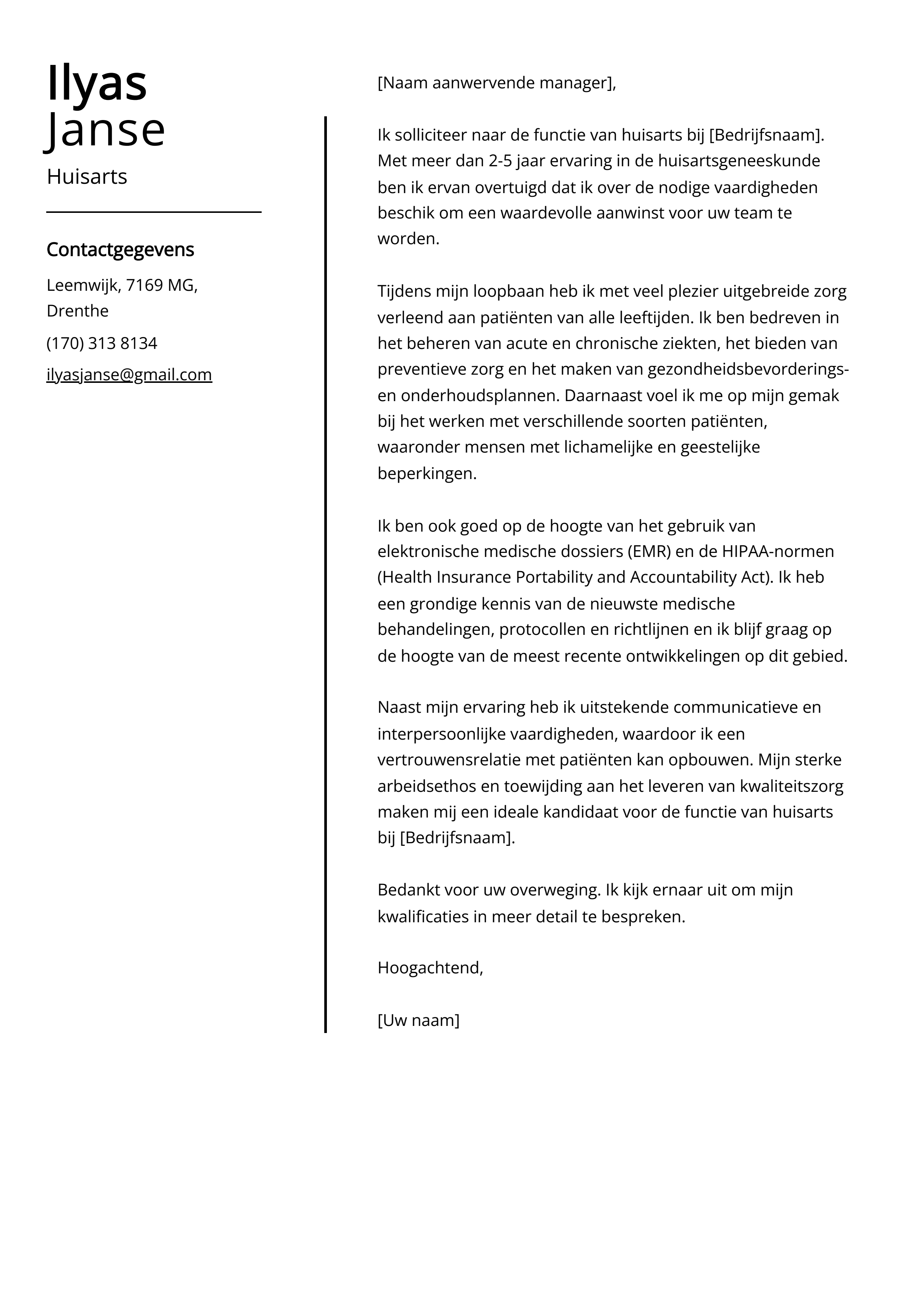 Huisarts Sollicitatiebrief Voorbeeld Gids Banen Op Instapniveau