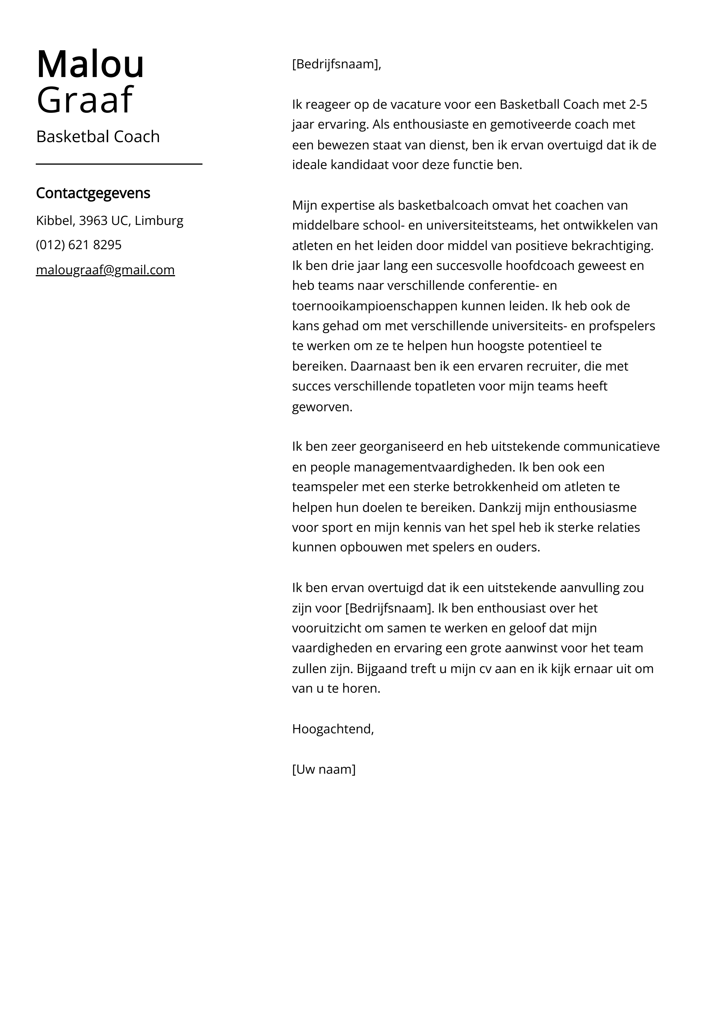 Voetbal Coach Sollicitatiebrief Voorbeeld