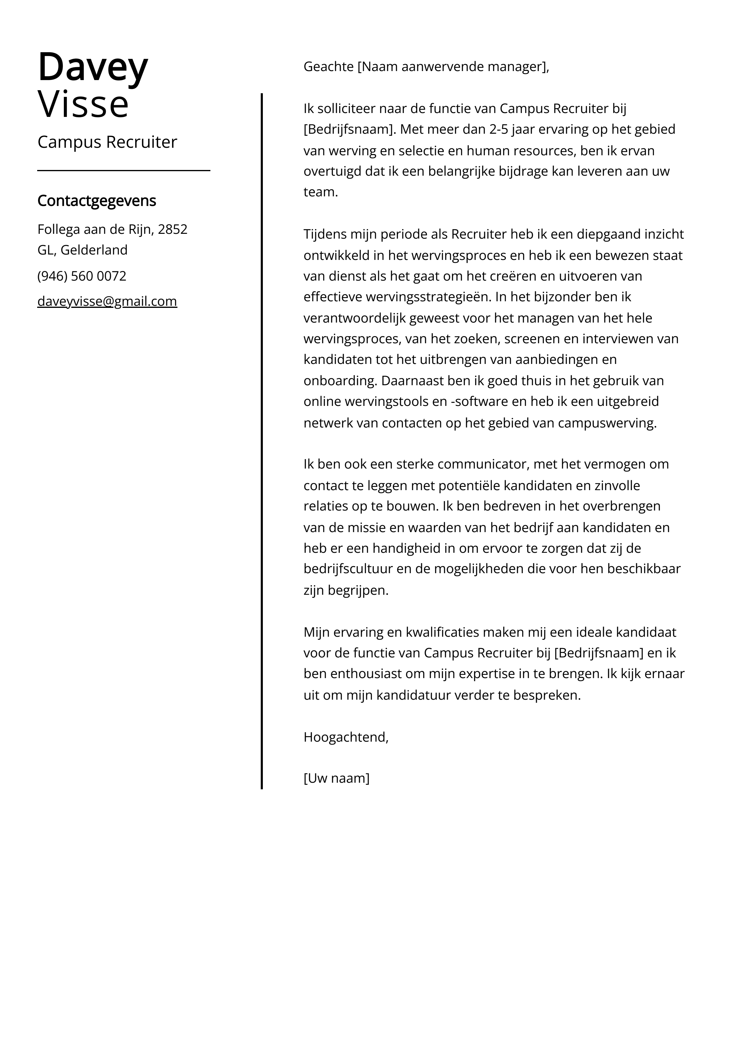 Campus Recruiter Voorbeeld sollicitatiebrief