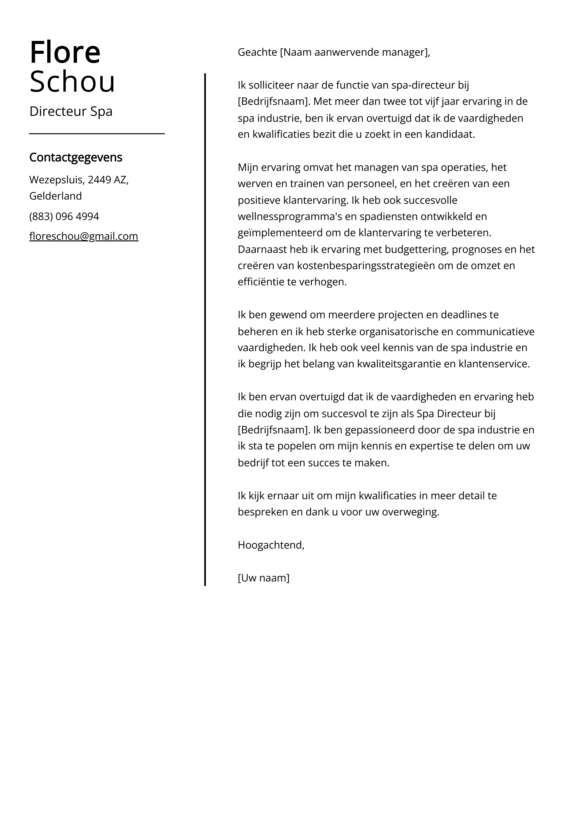 Voorbeeld sollicitatiebrief directeur spa