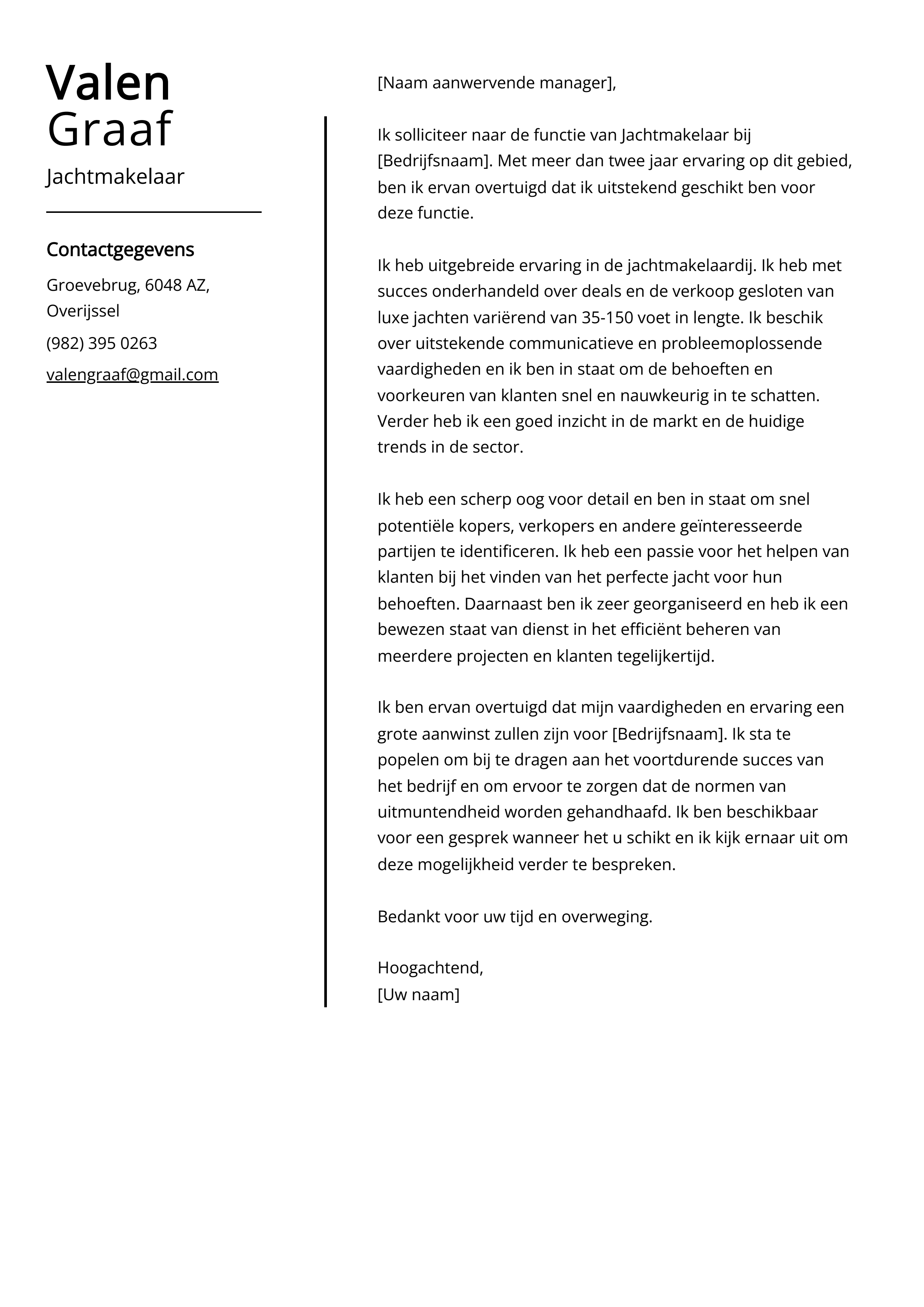 Jachtmakelaar Sollicitatiebrief Voorbeeld