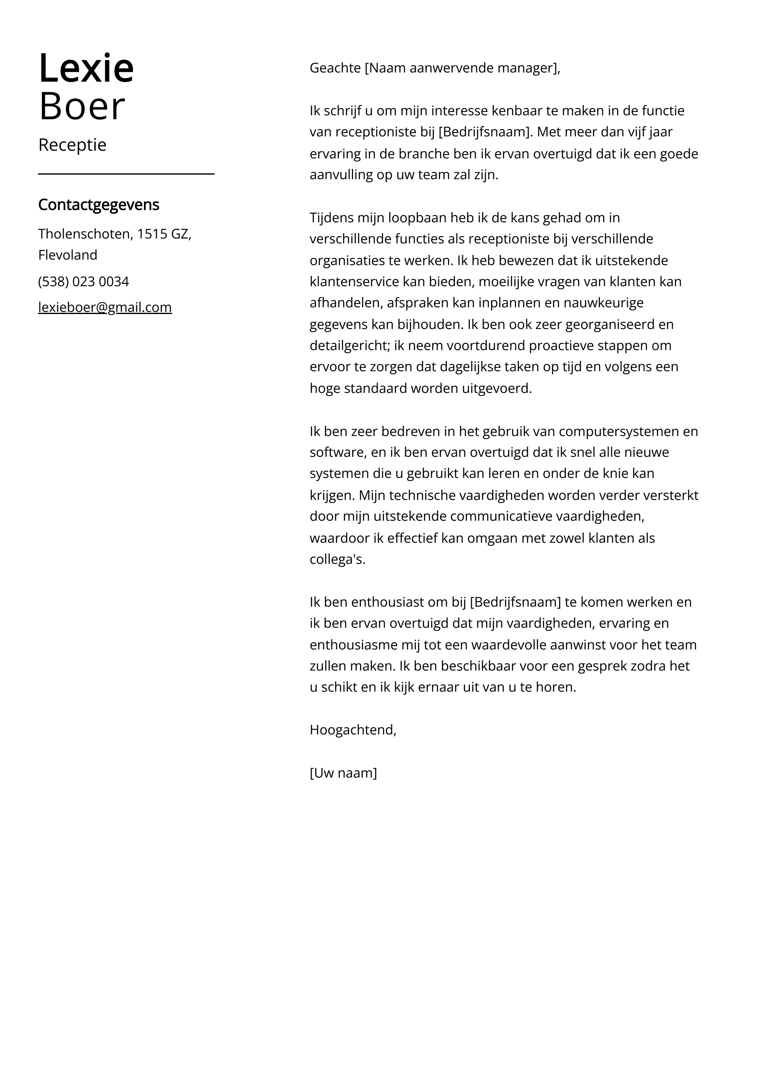 Receptie Begeleidend schrijven Voorbeeld