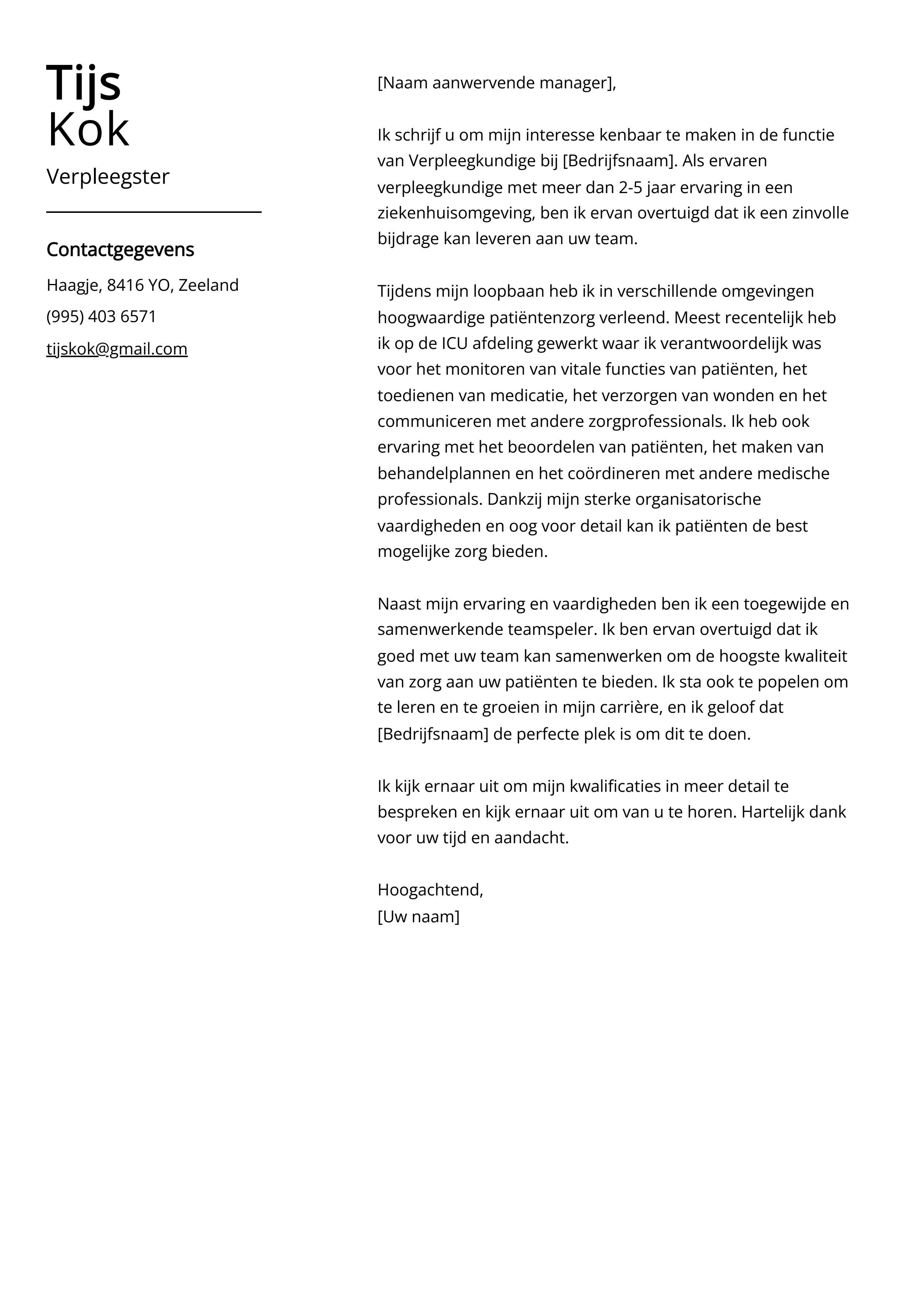 Voorbeeld sollicitatiebrief