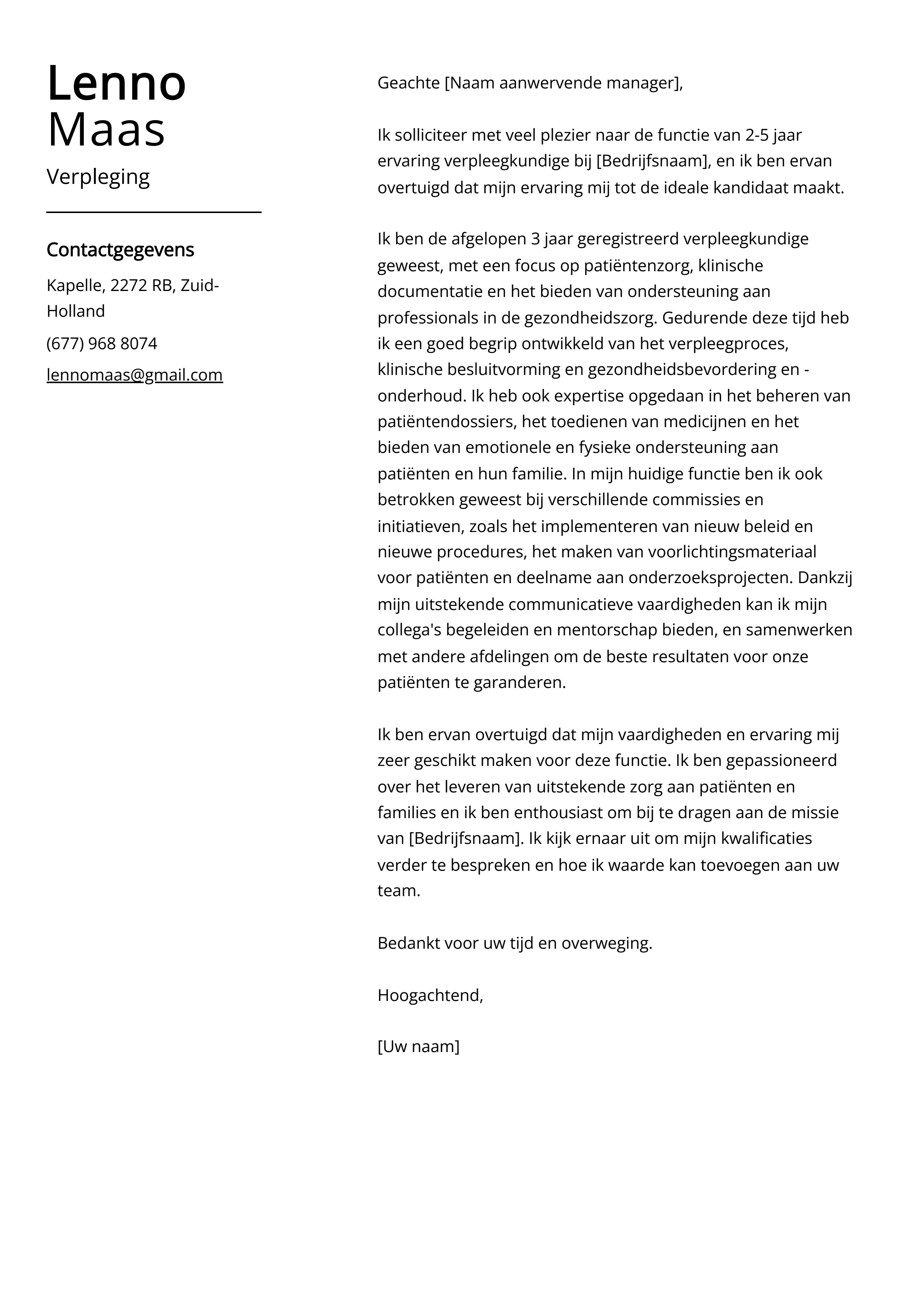 Voorbeeld sollicitatiebrief