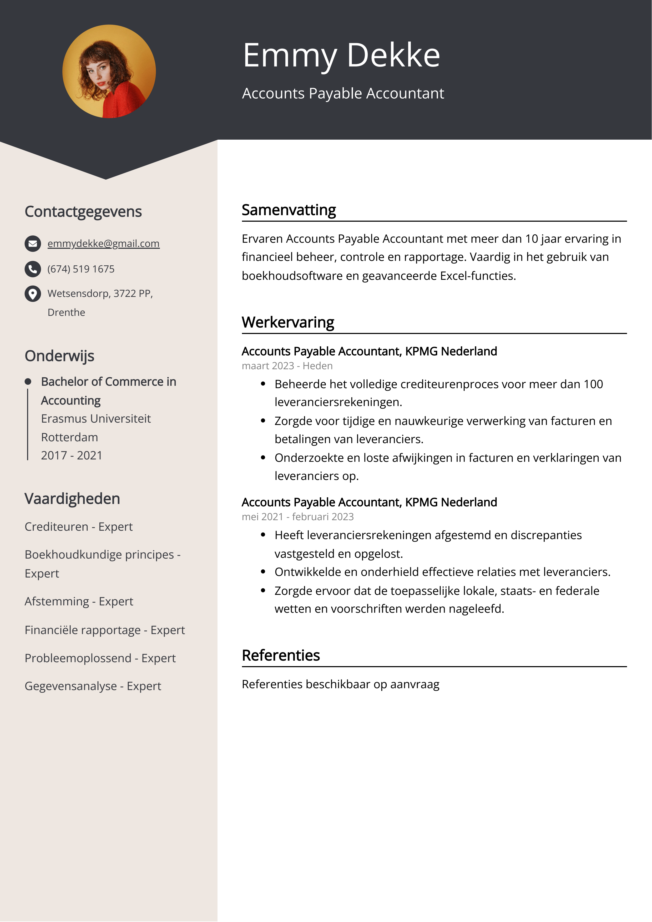 Accounts Payable Accountant CV Voorbeeld