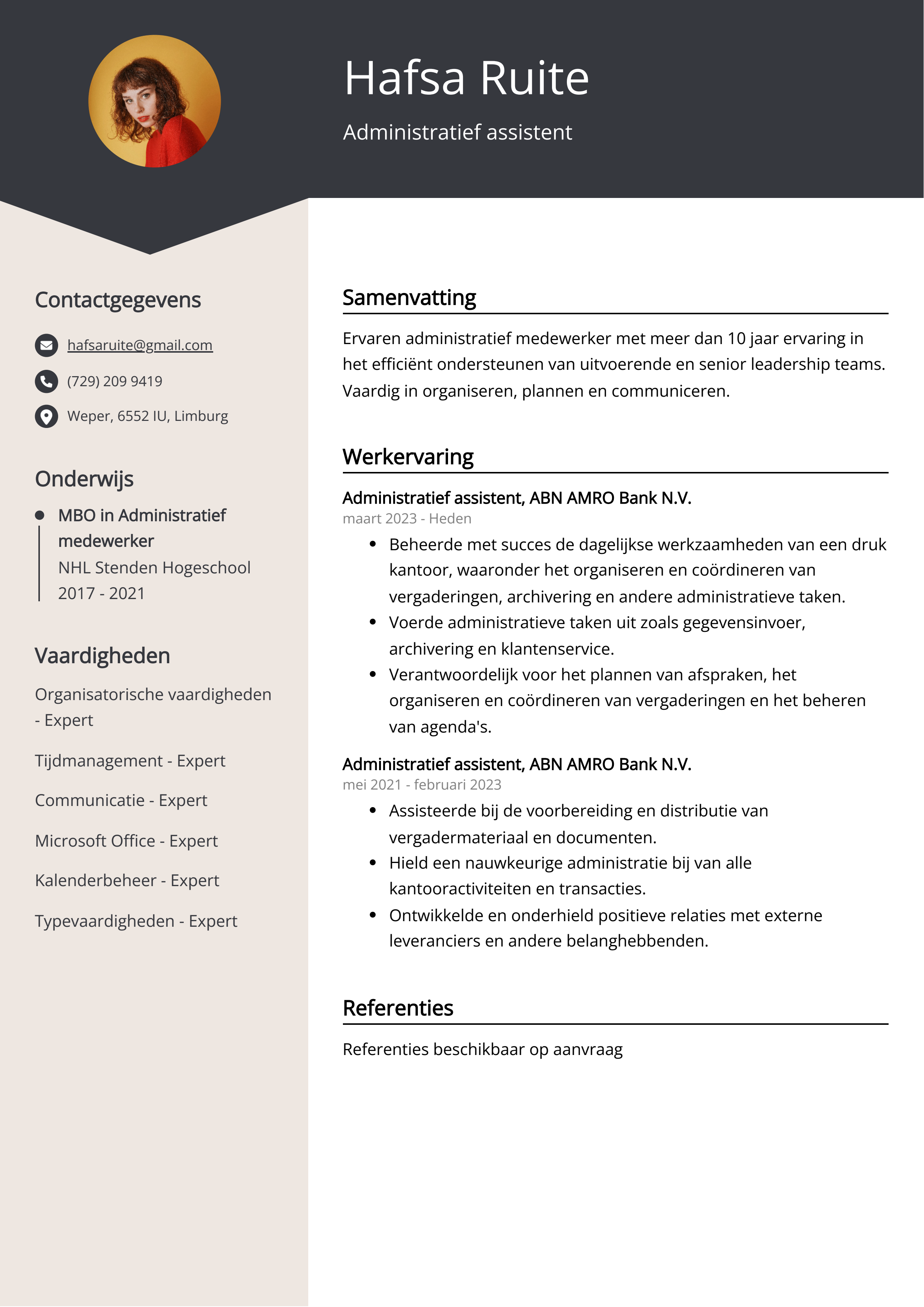 Administratief assistent CV Voorbeeld