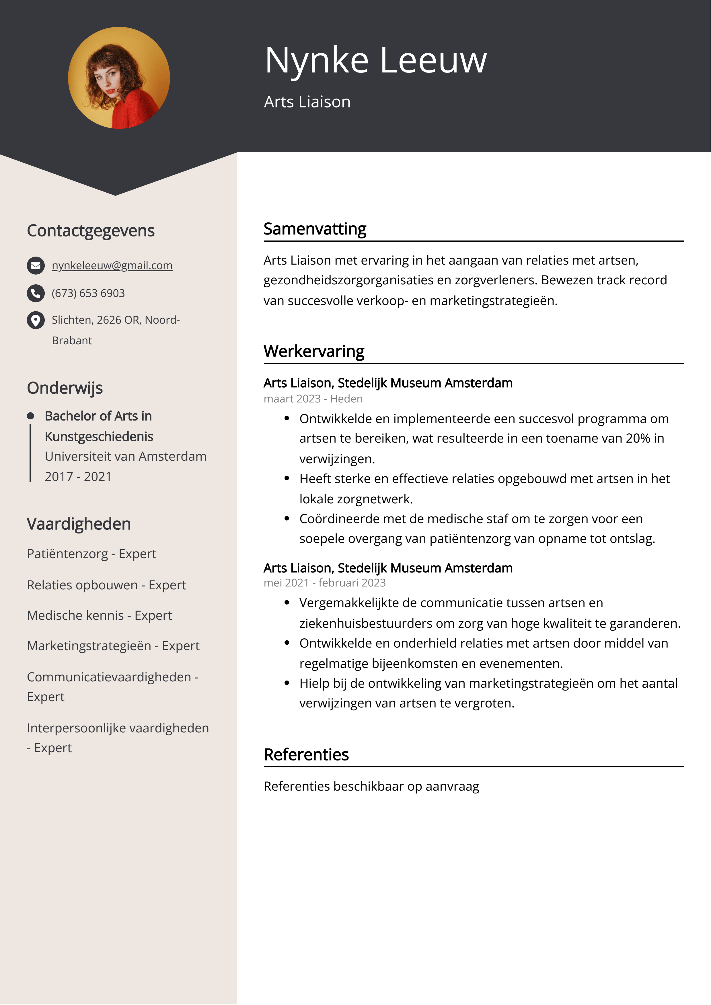 Arts Liaison Resume Voorbeeld