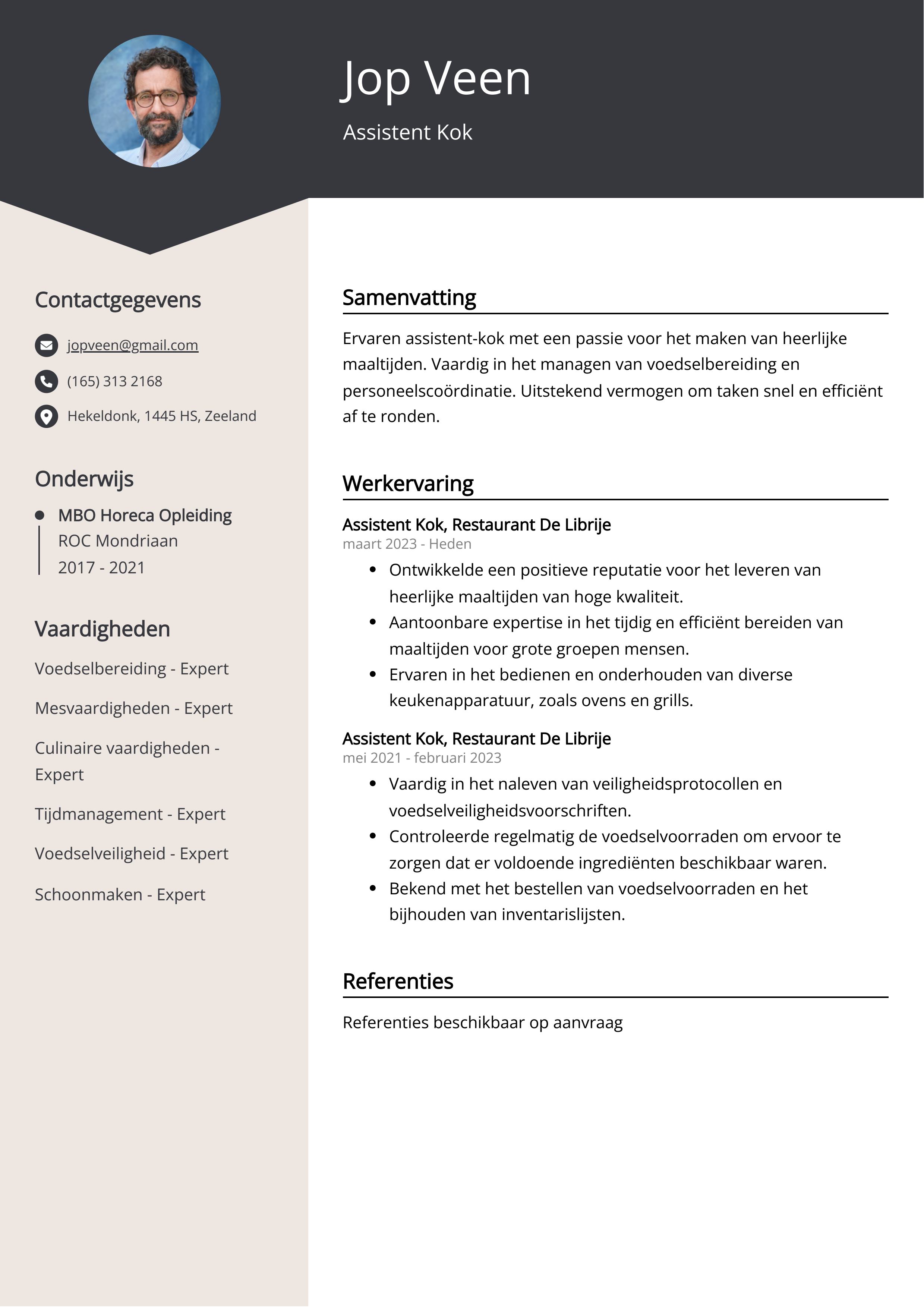 Assistent Kok CV Voorbeeld