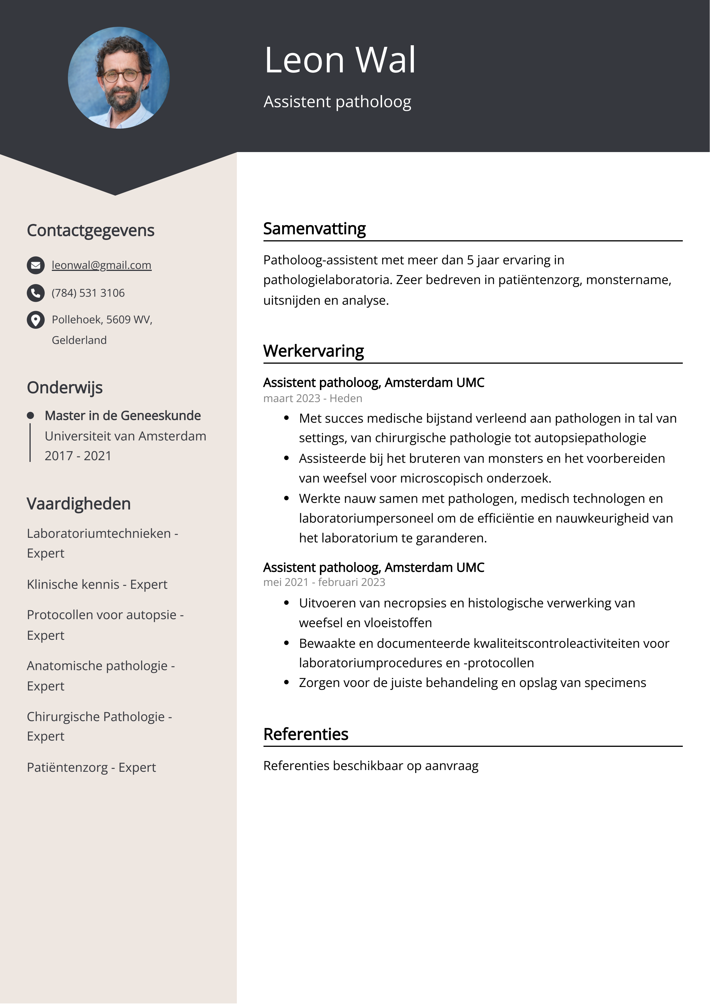 Assistent patholoog CV Voorbeeld