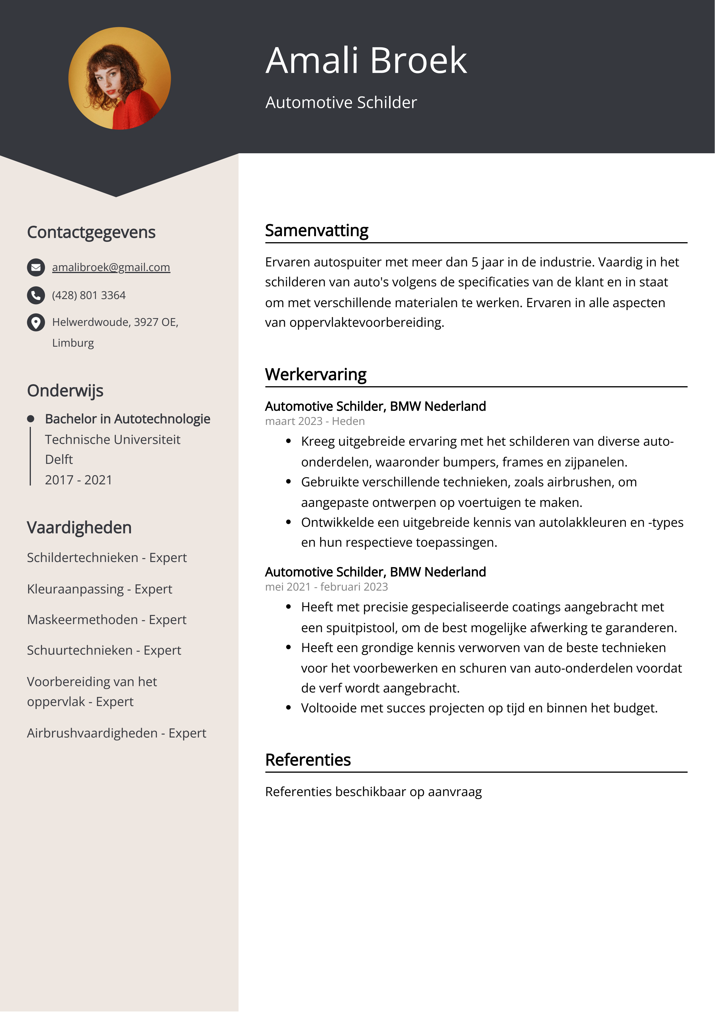 Automotive Schilder CV Voorbeeld