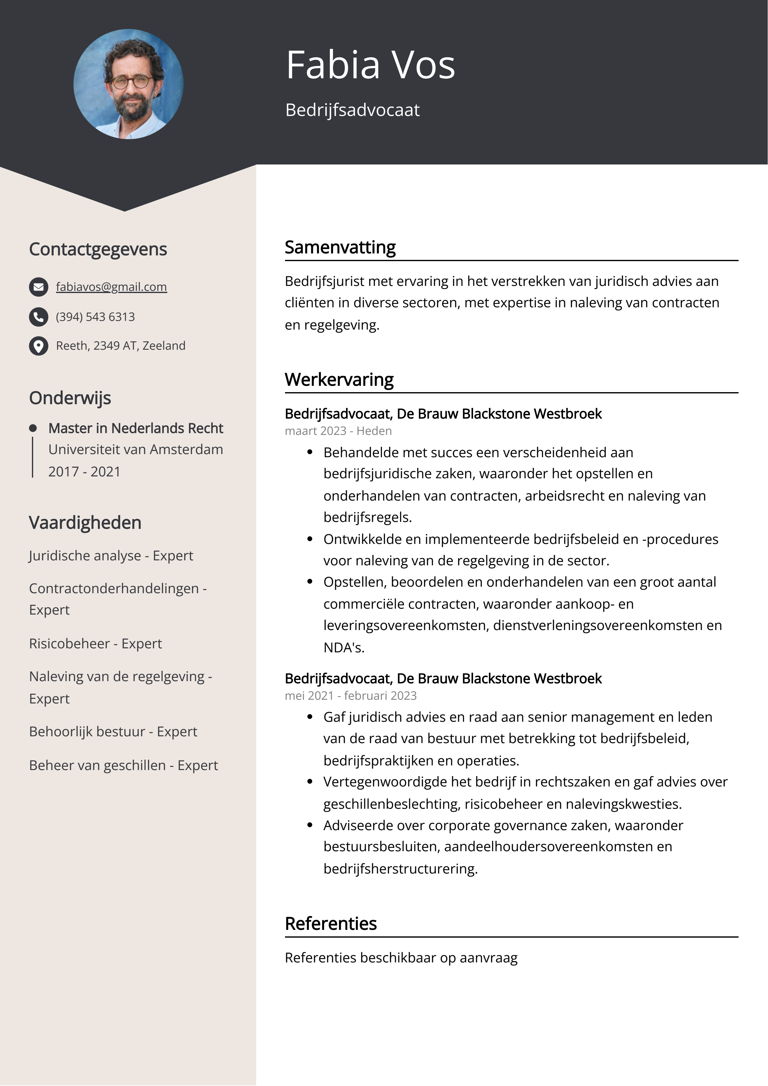 Bedrijfsadvocaat CV Voorbeeld