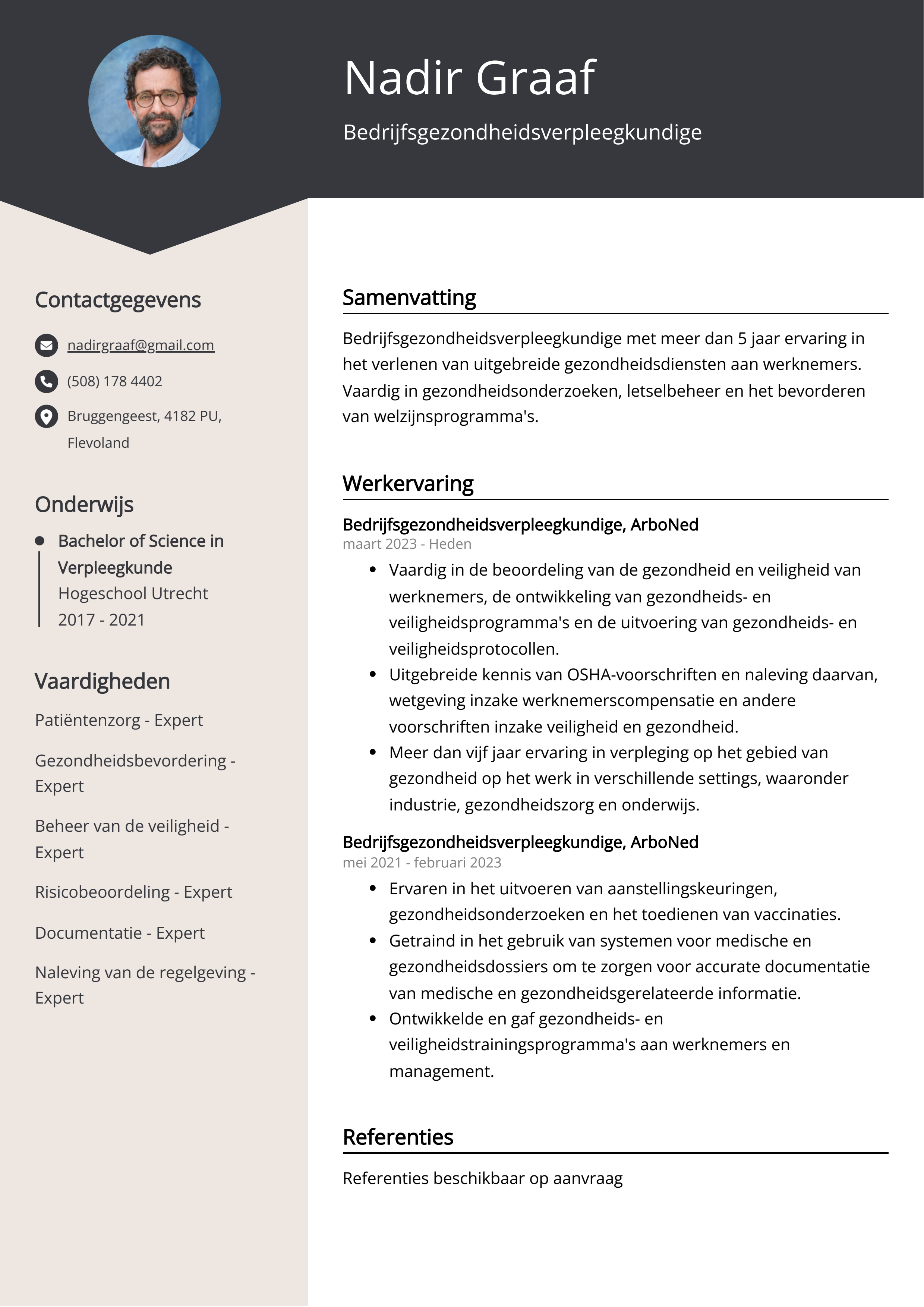 Bedrijfsgezondheidsverpleegkundige CV Voorbeeld