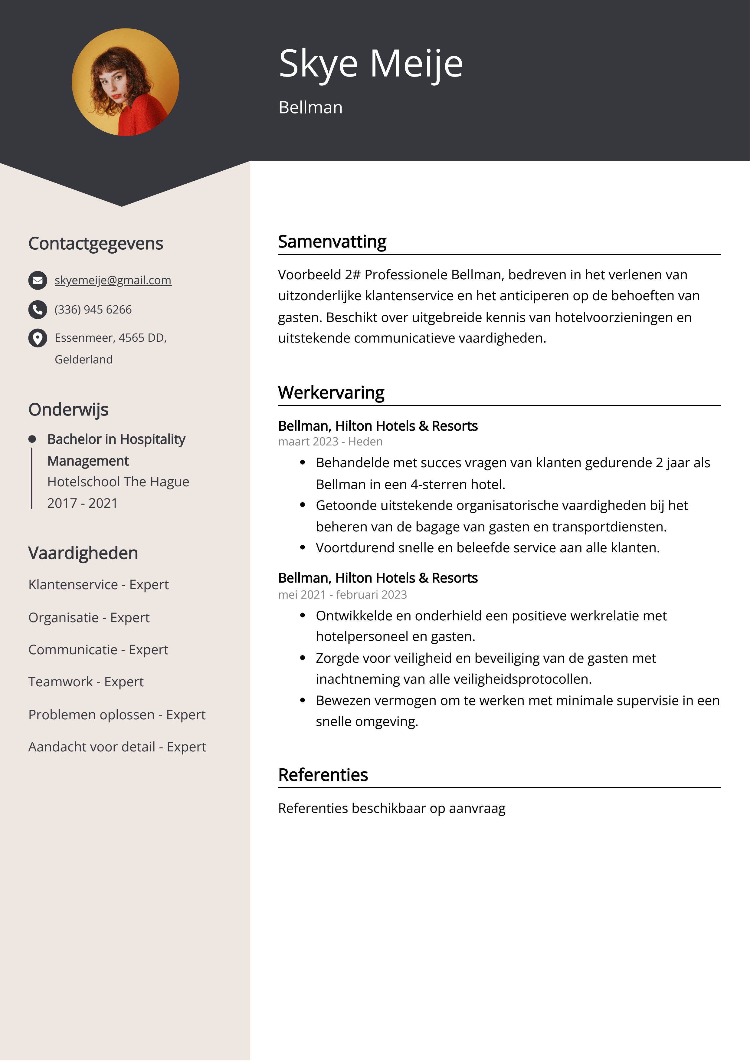 Bellman CV Voorbeeld