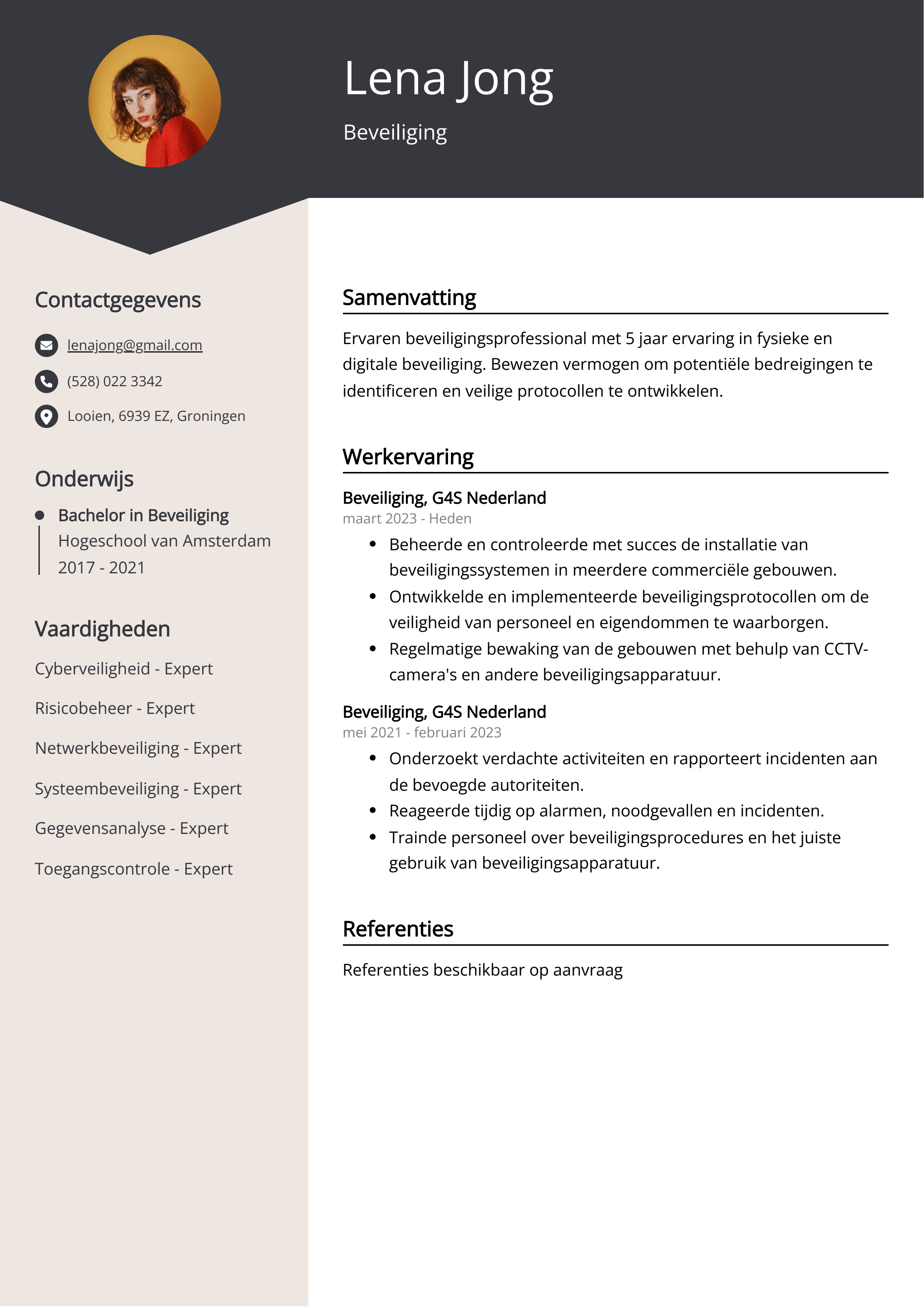 Beveiliging CV Voorbeeld