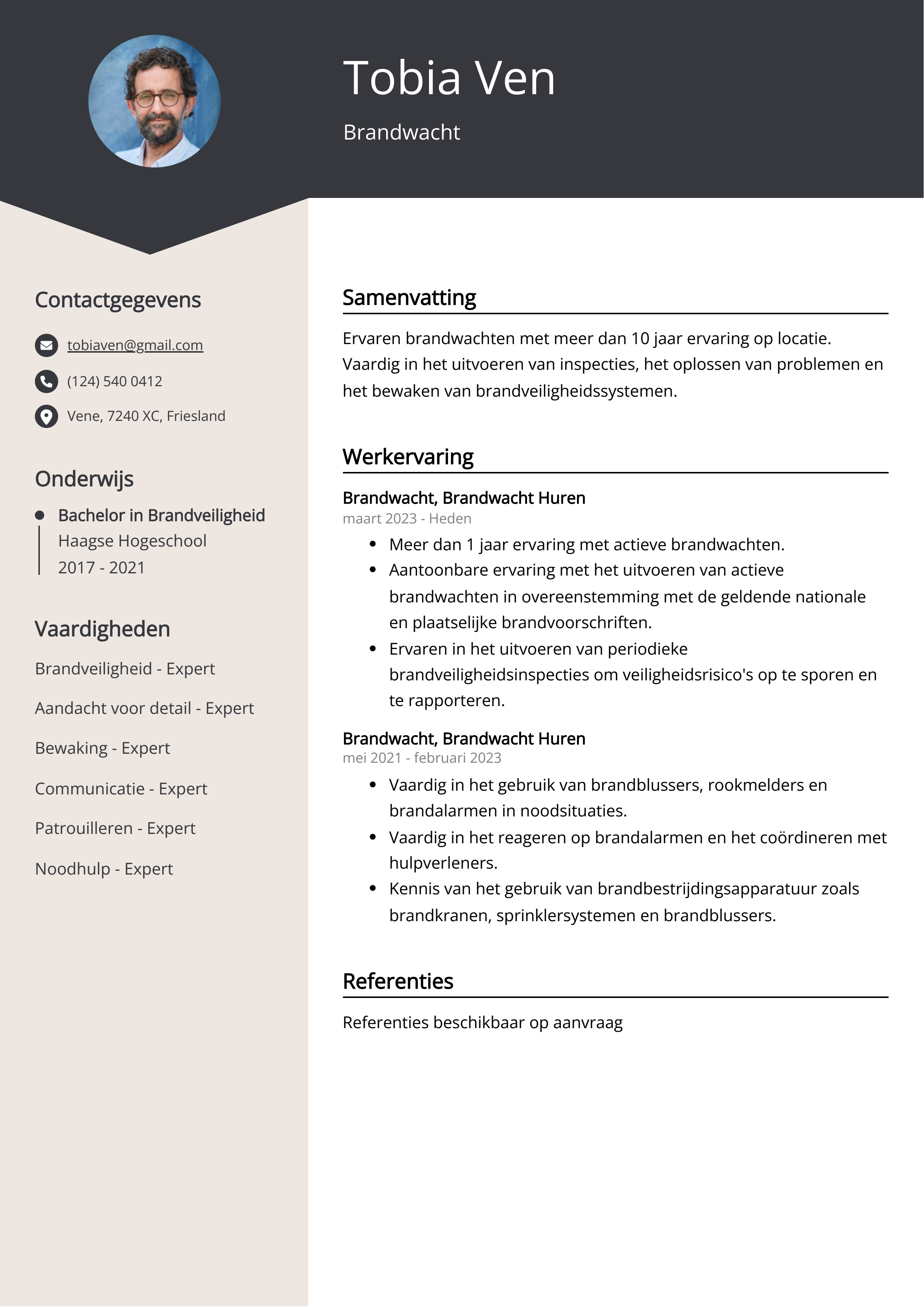 Brandwacht CV Voorbeeld