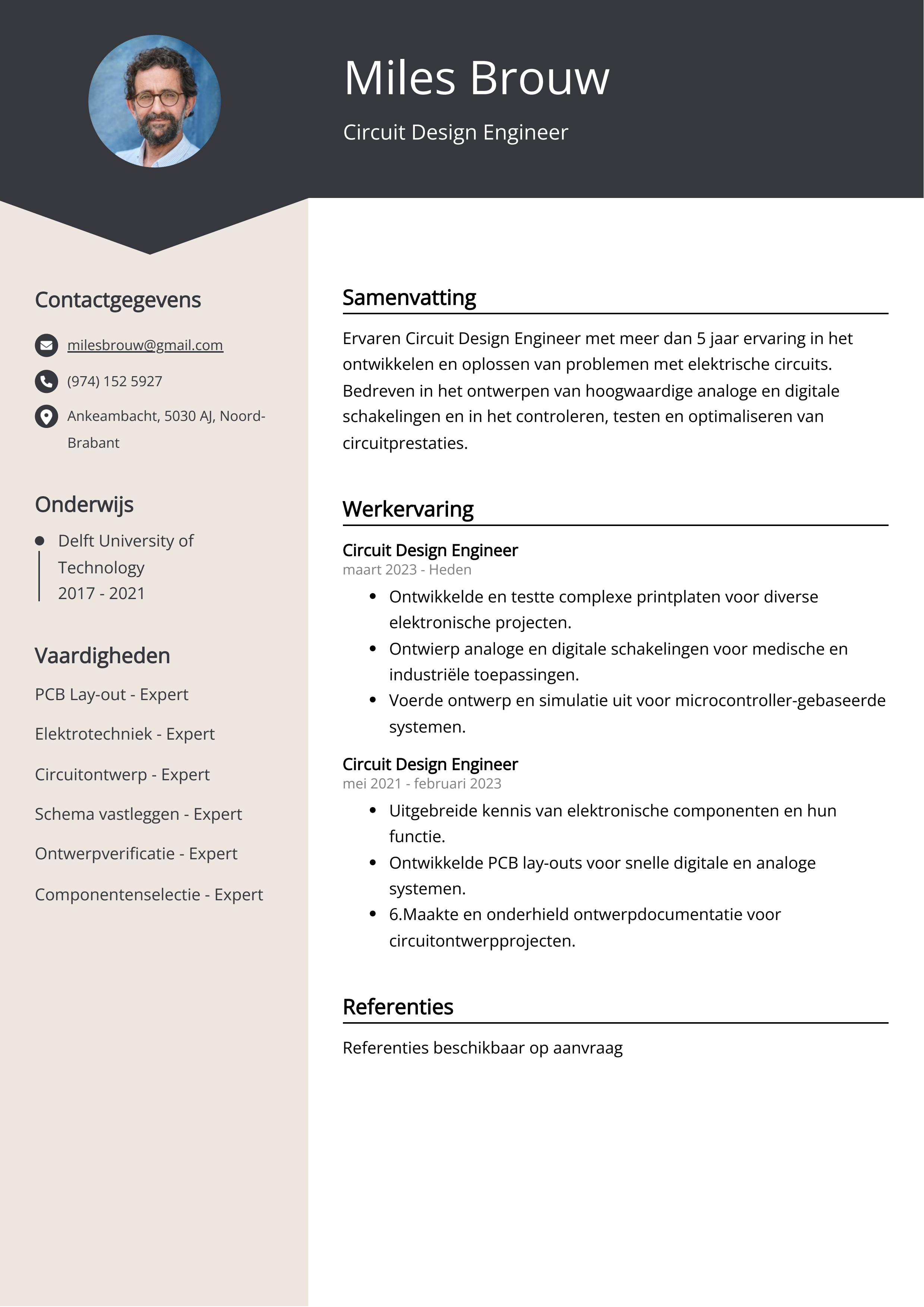 Circuit Design Engineer CV Voorbeeld