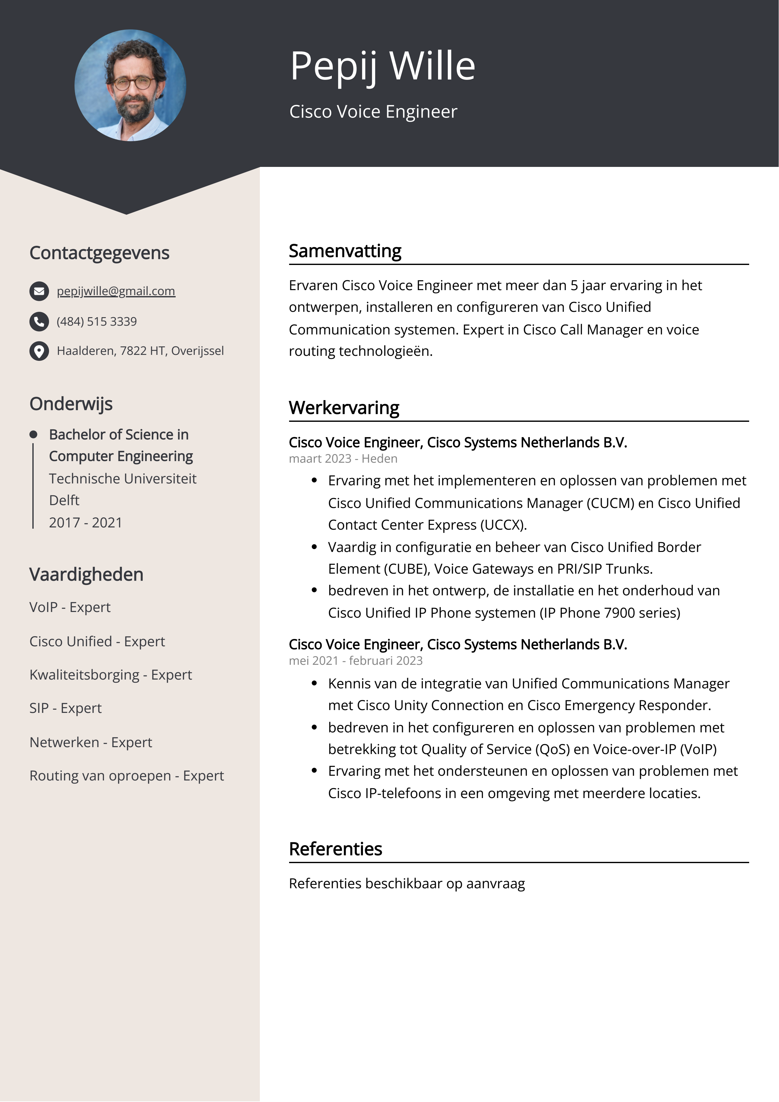 Cisco Voice Engineer CV Voorbeeld