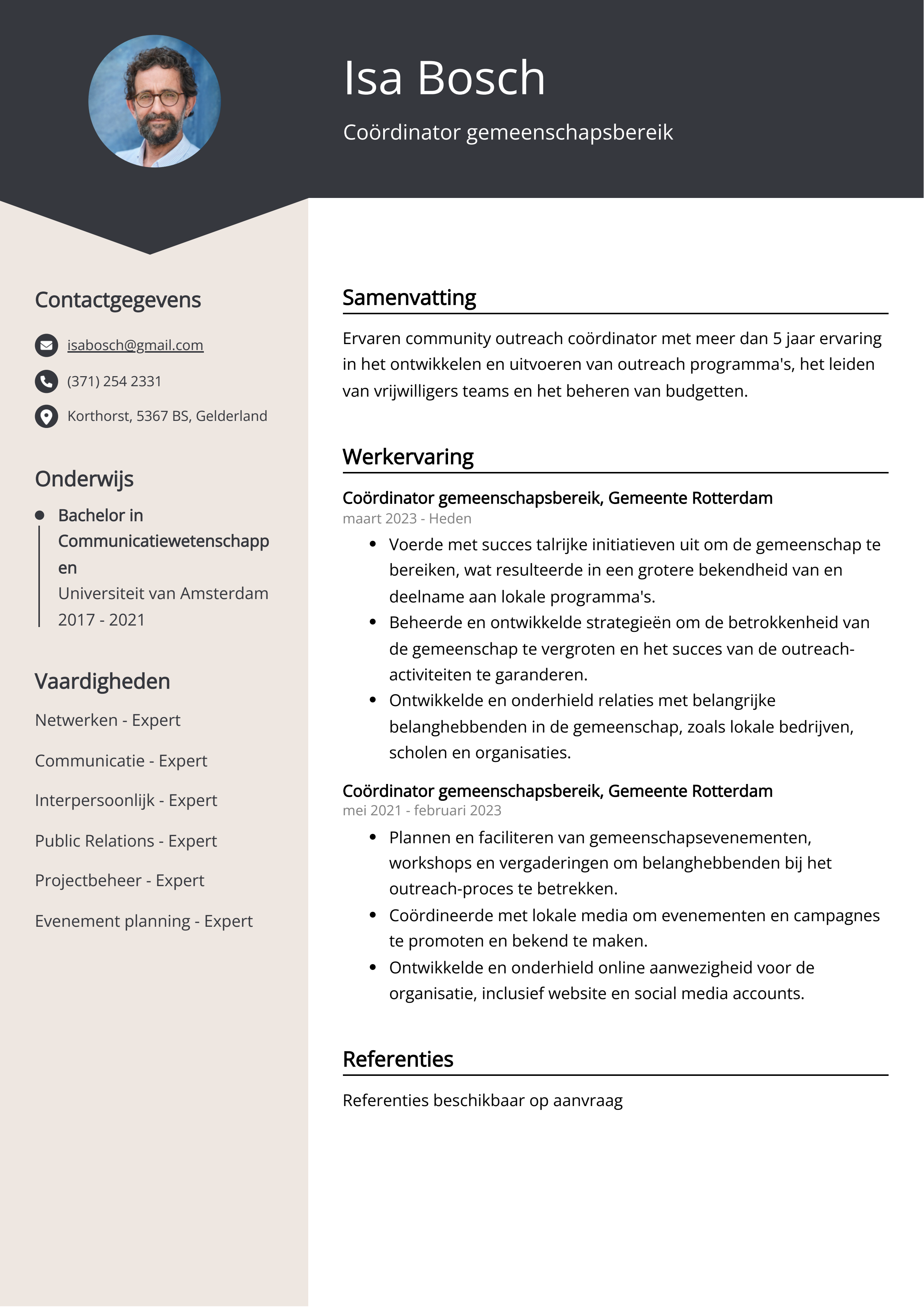 Coördinator gemeenschapsbereik CV Voorbeeld