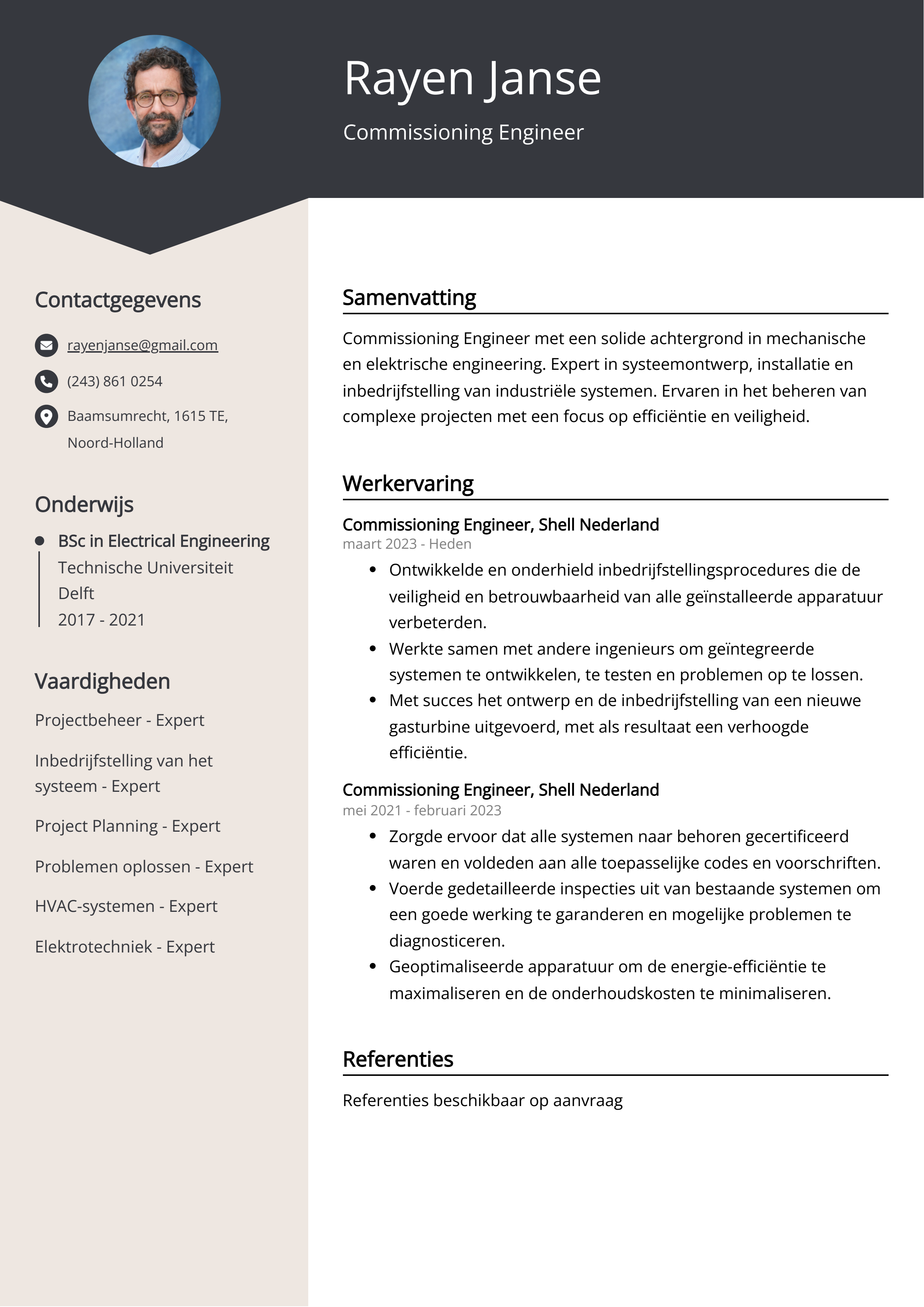 Commissioning Engineer CV Voorbeeld