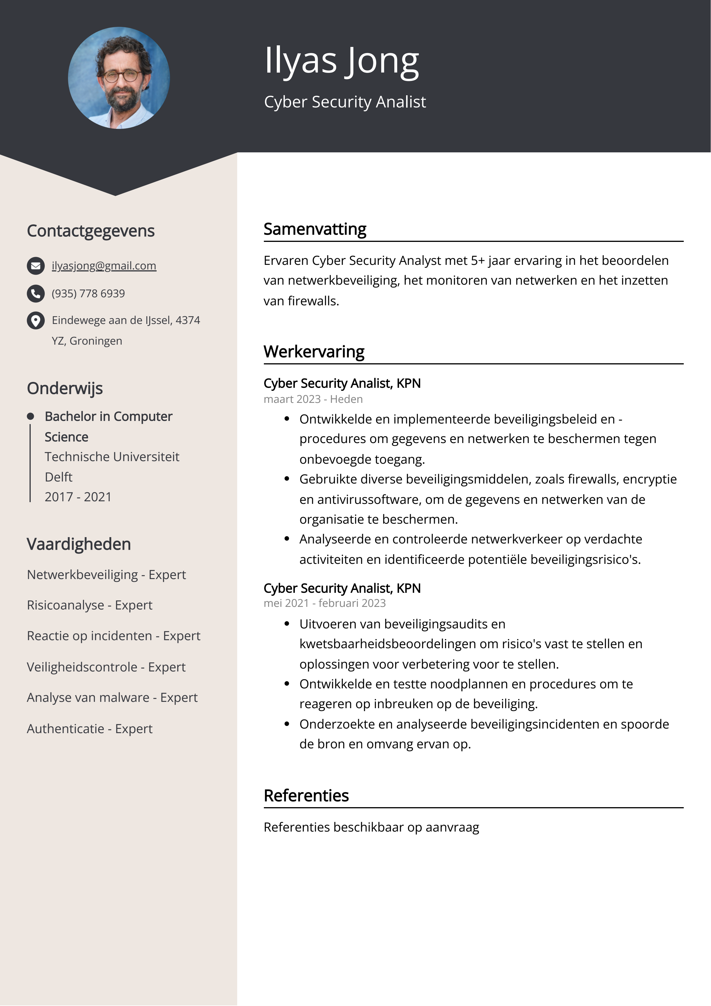Cyber Security Analist CV Voorbeeld