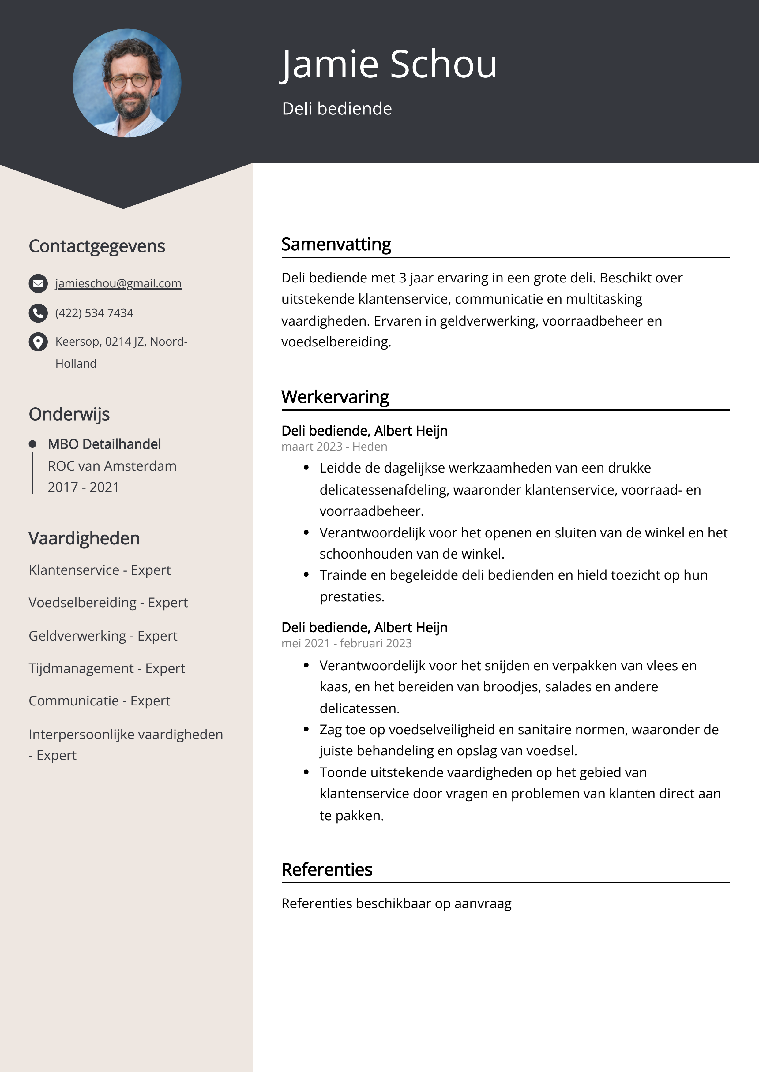 Deli bediende CV Voorbeeld