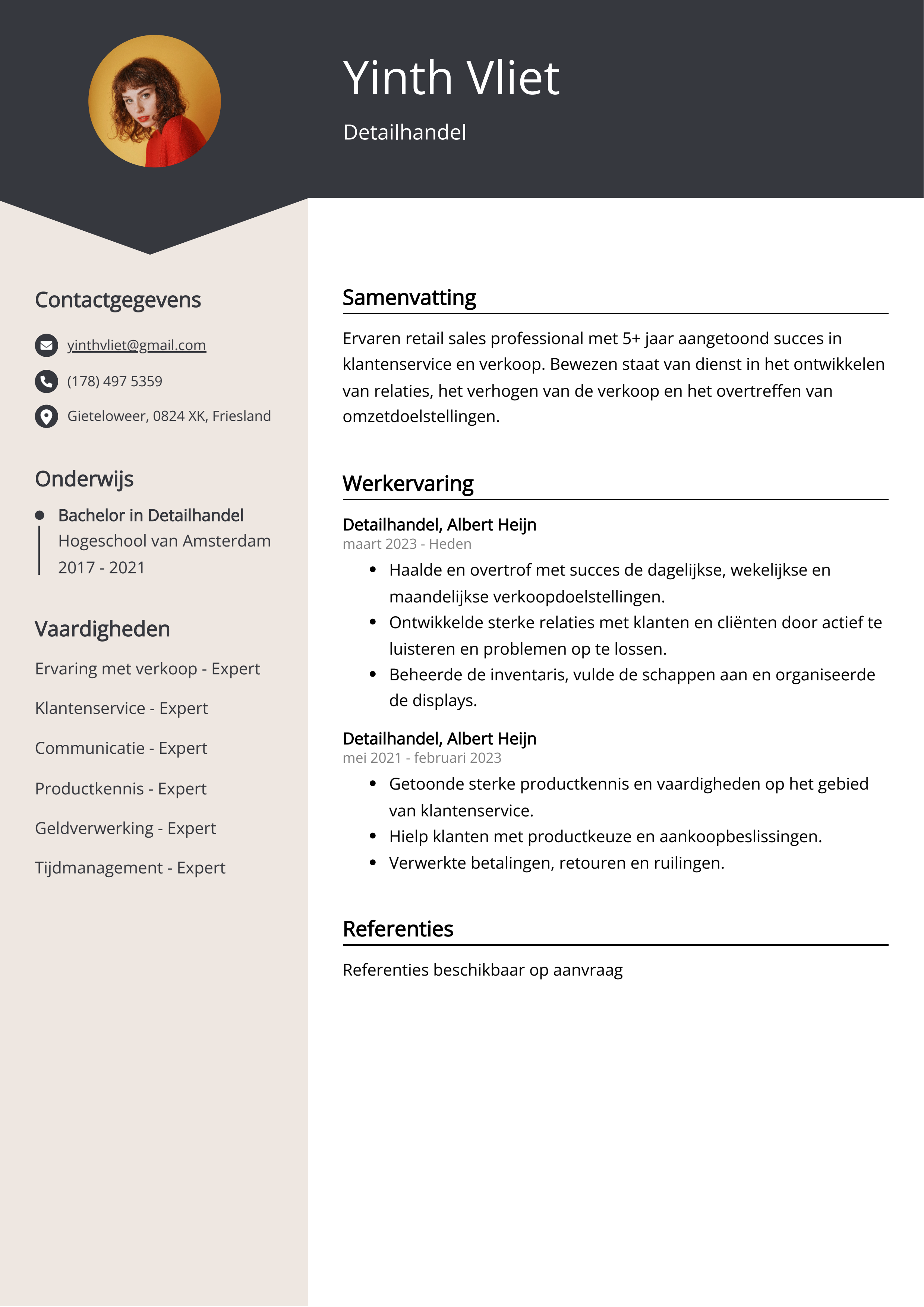 Detailhandel CV Voorbeeld