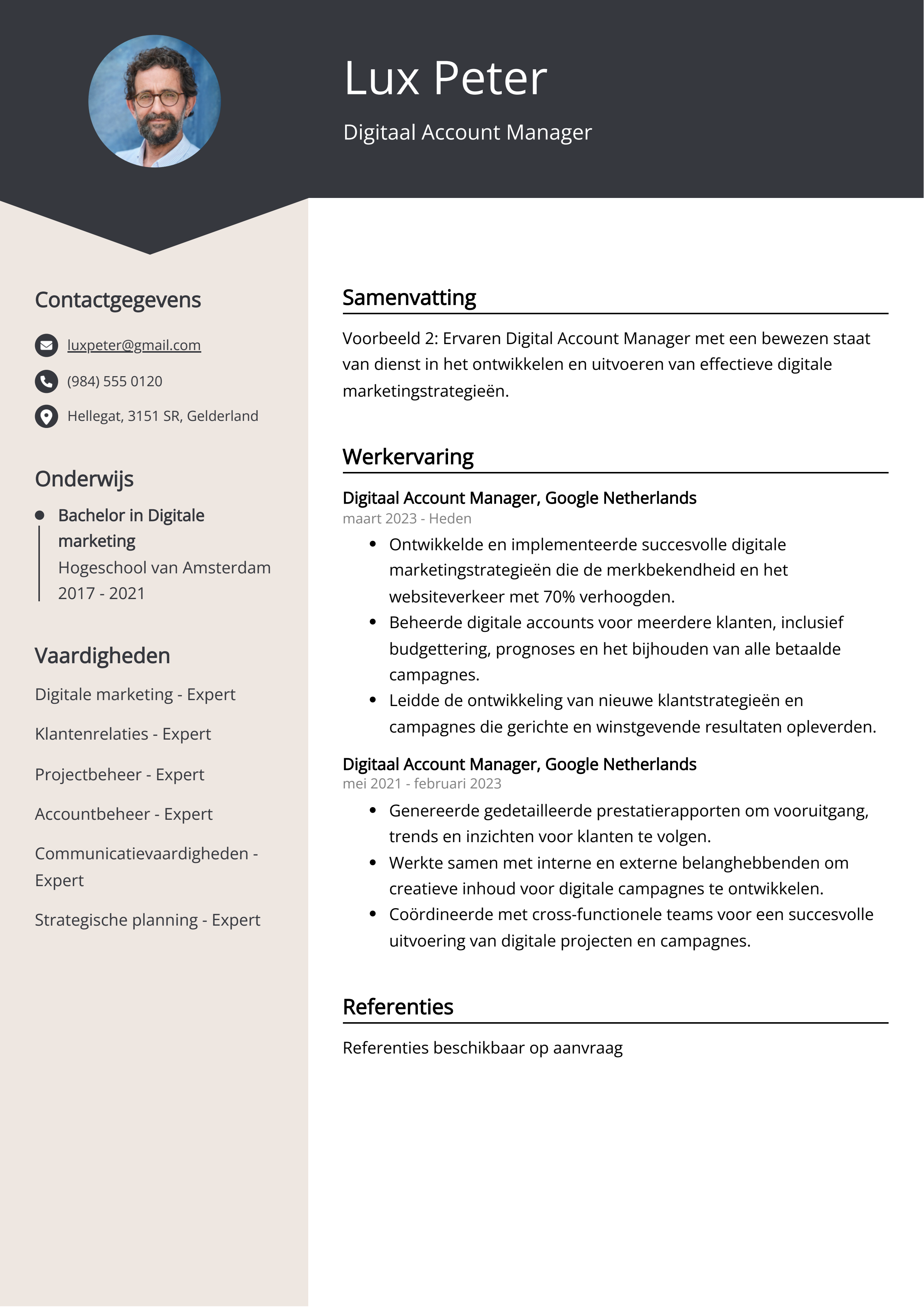 Digitaal Account Manager CV Voorbeeld