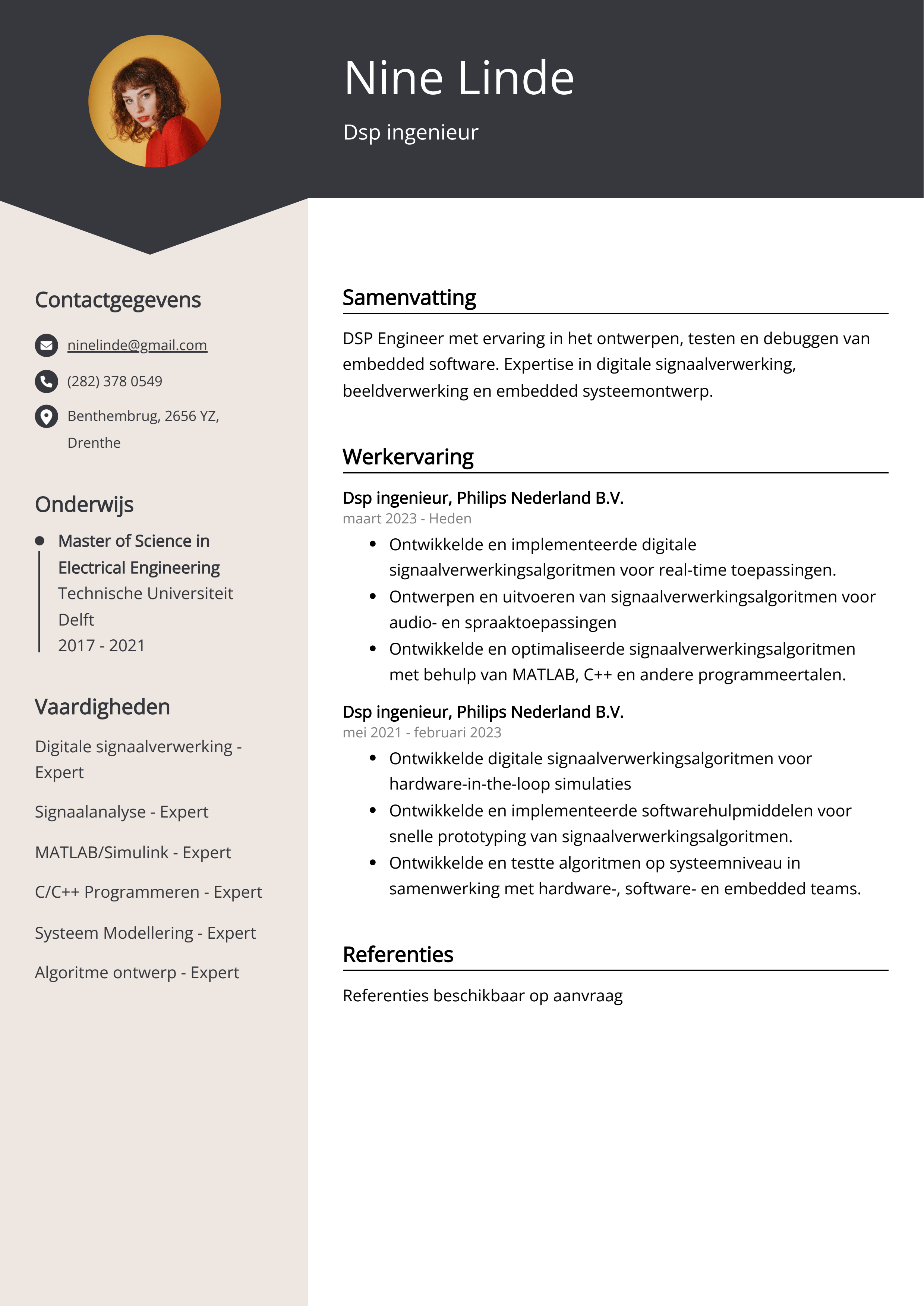 Dsp ingenieur cv voorbeeld