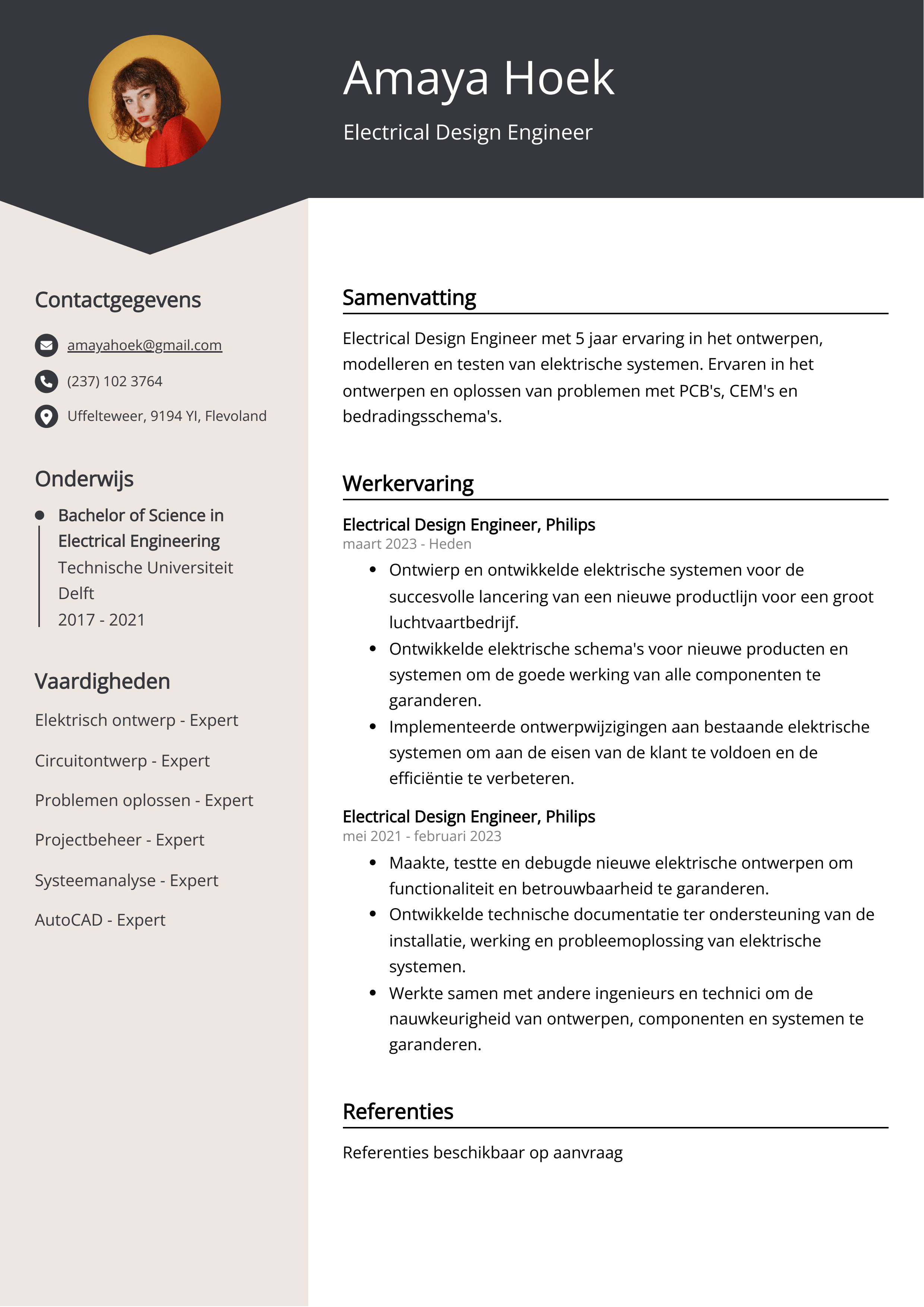 Electrical Design Engineer CV Voorbeeld