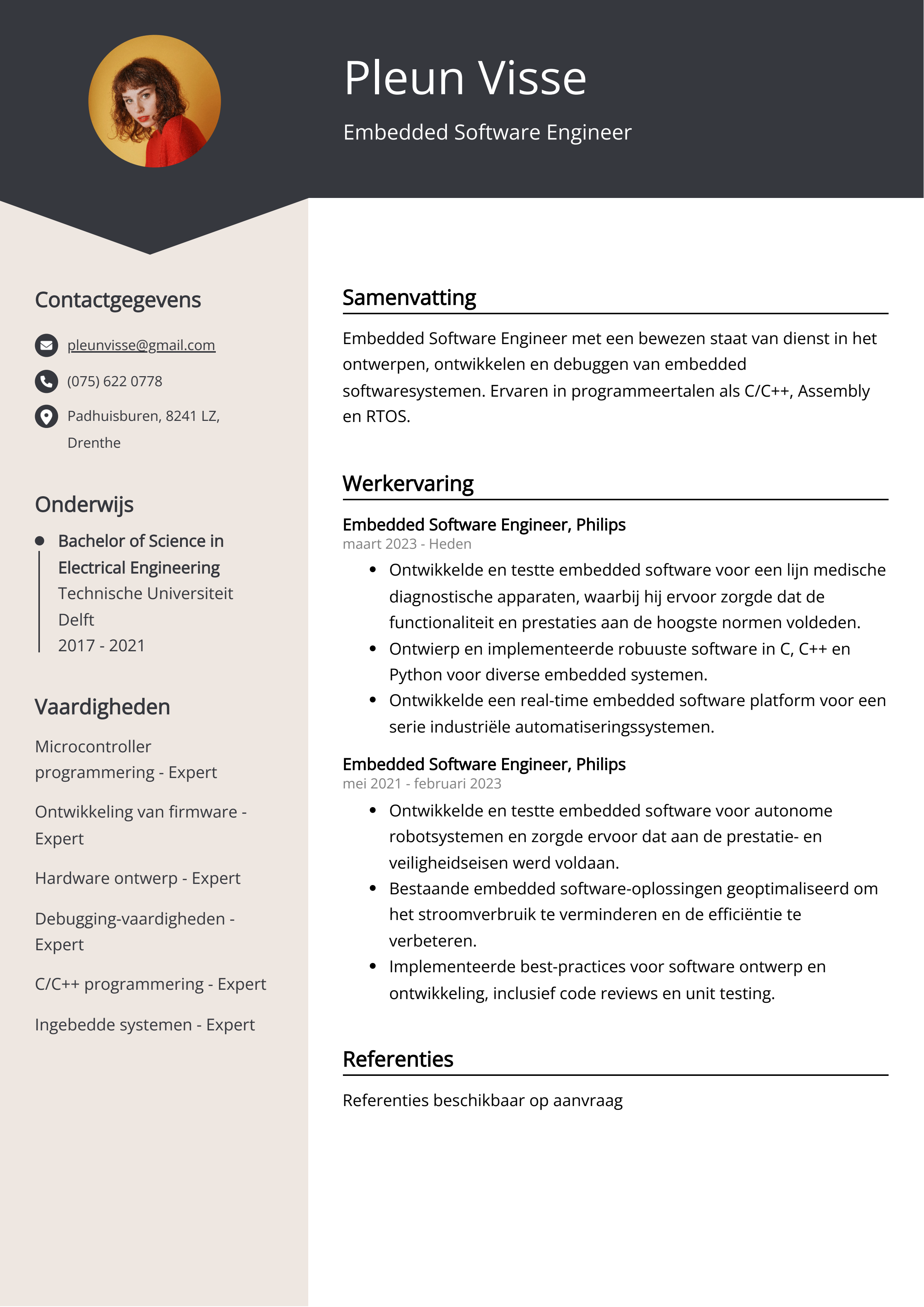 Embedded Software Engineer CV Voorbeeld