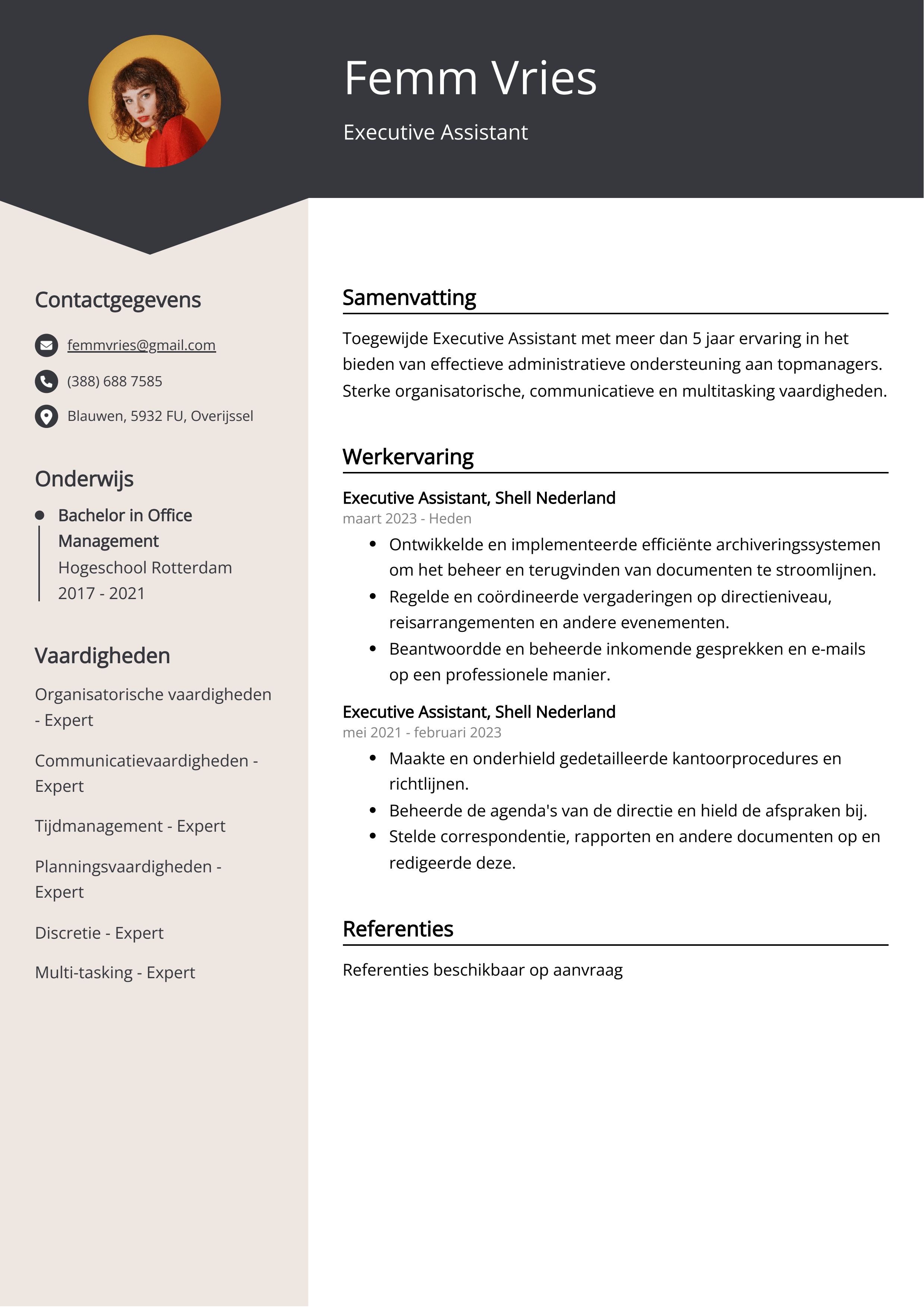 Executive Assistant CV Voorbeeld