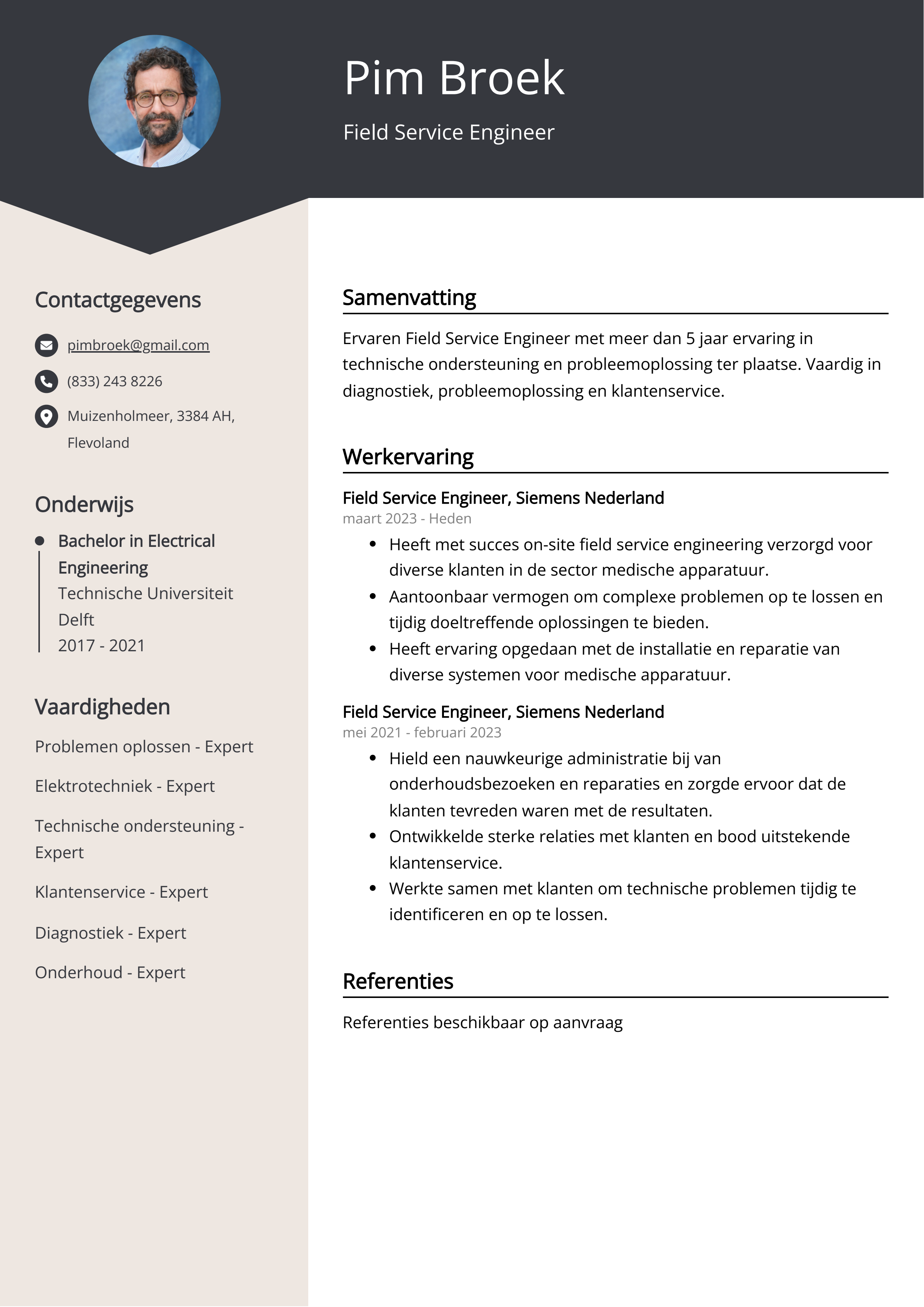 Field Service Engineer CV Voorbeeld