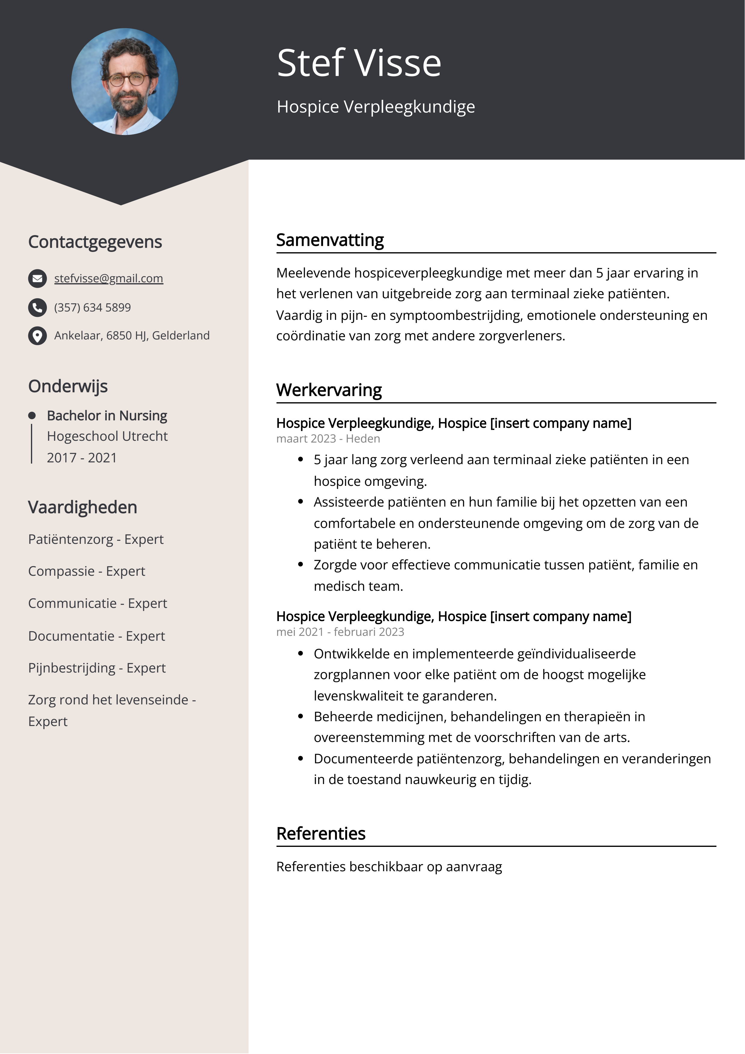 Hospice Verpleegkundige CV Voorbeeld