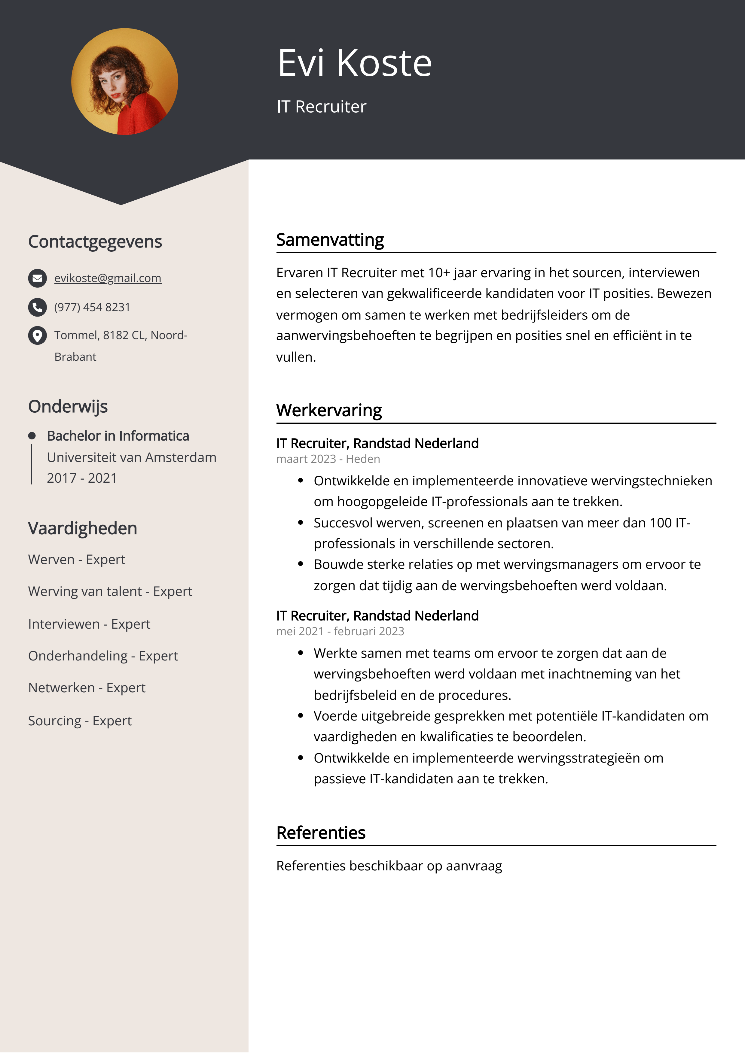 IT Recruiter CV Voorbeeld