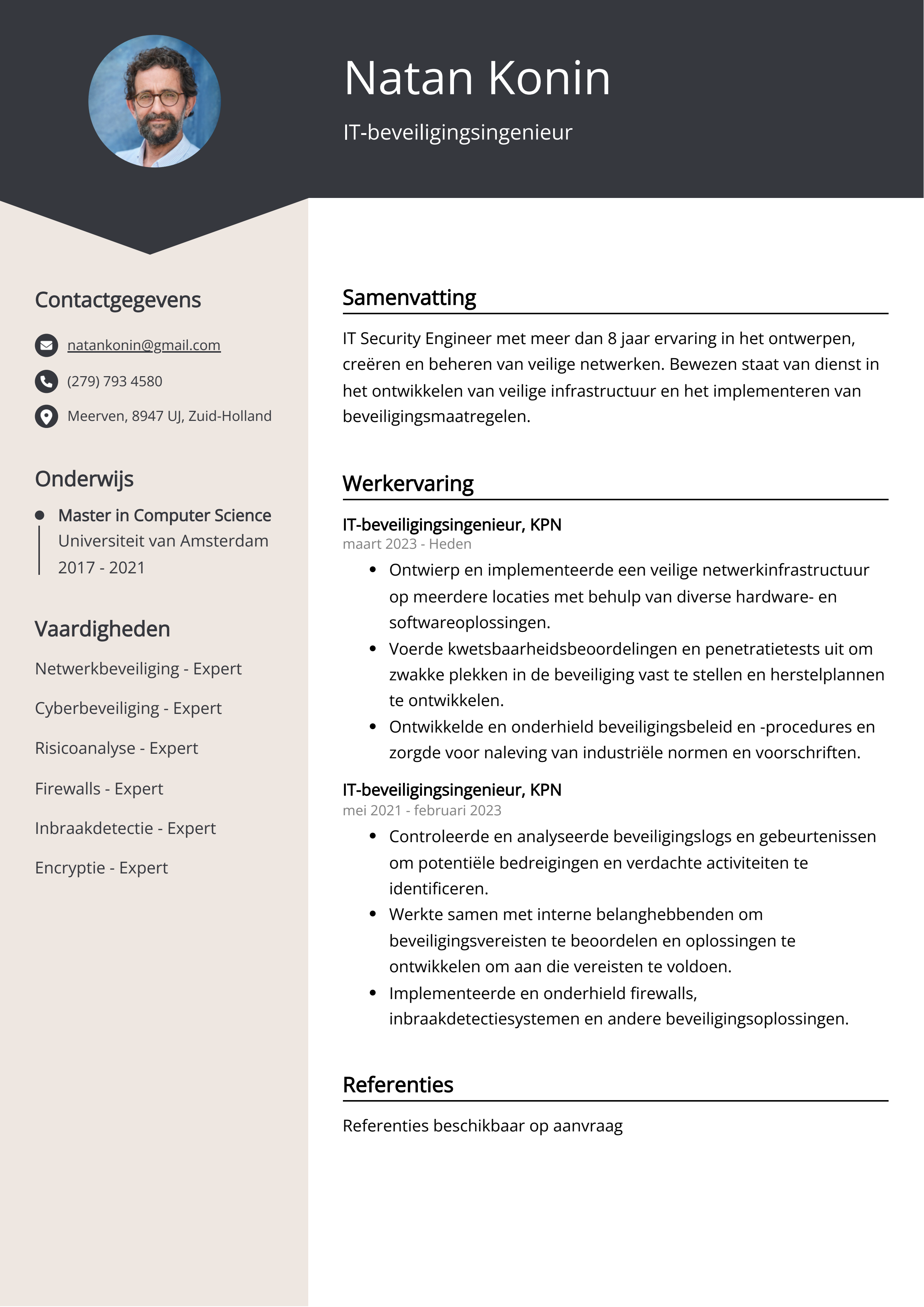 IT-beveiligingenieur CV Voorbeeld