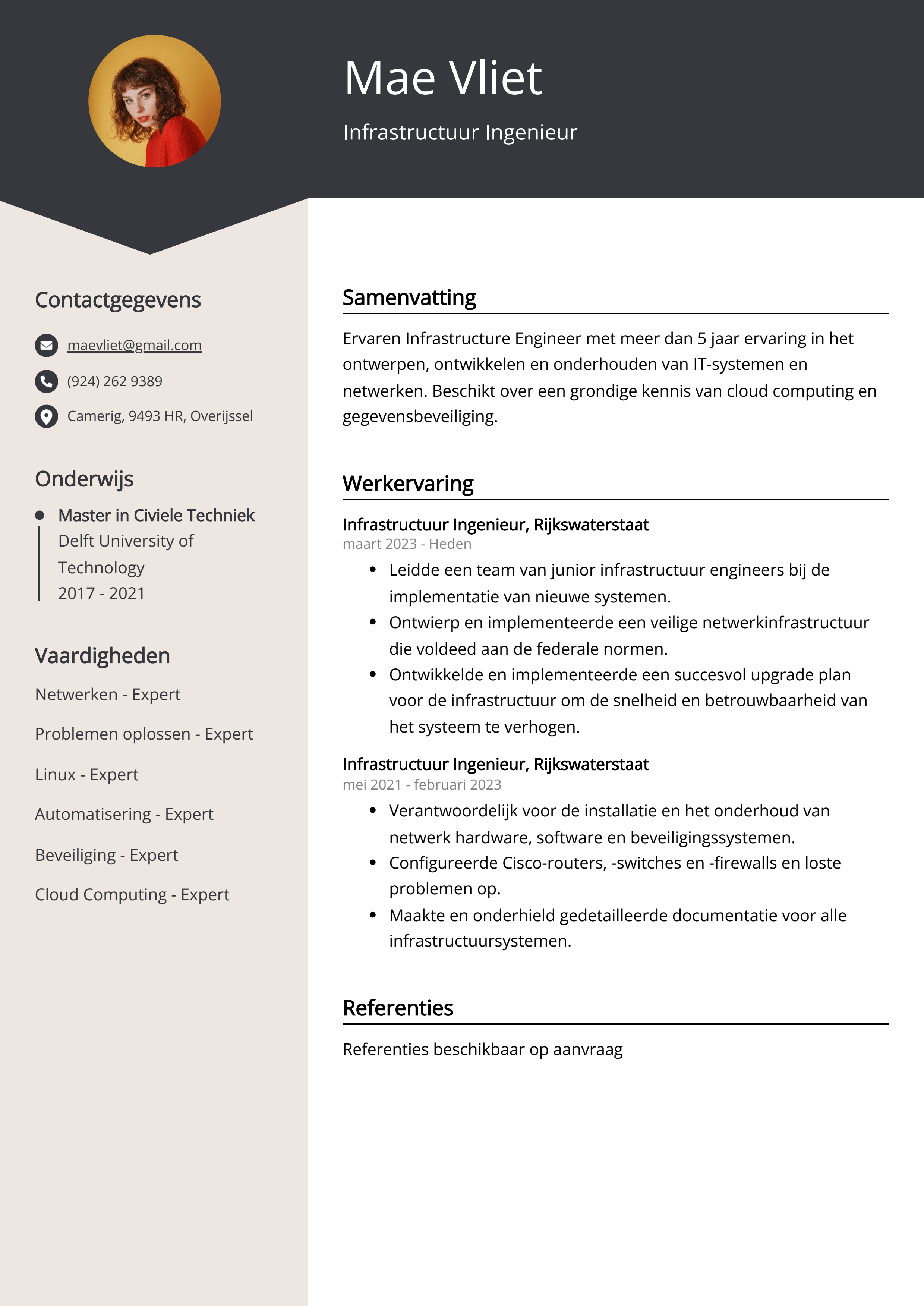 Infrastructuur Ingenieur Resume Voorbeeld