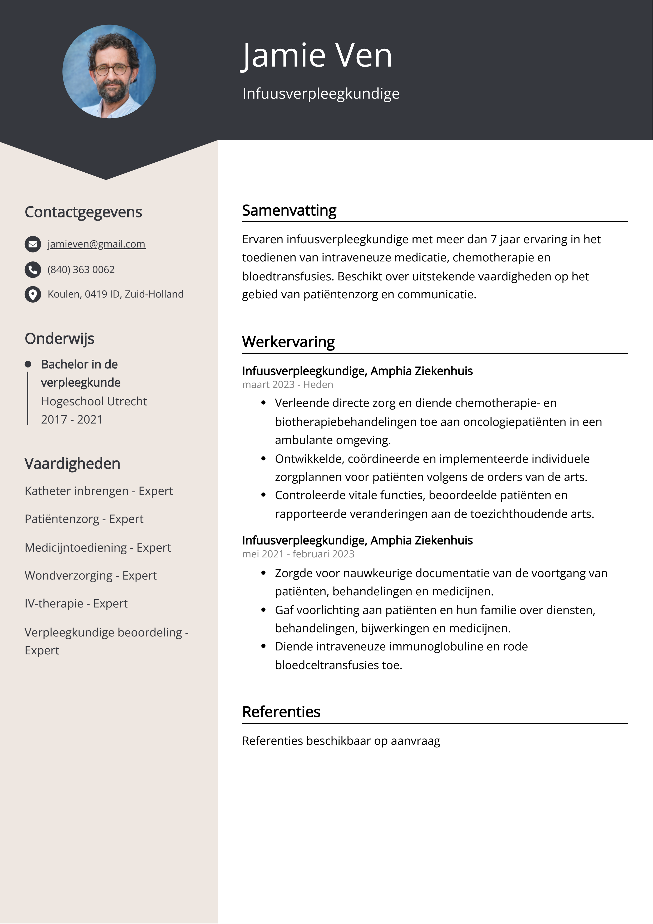 Infuusverpleegkundige CV Voorbeeld