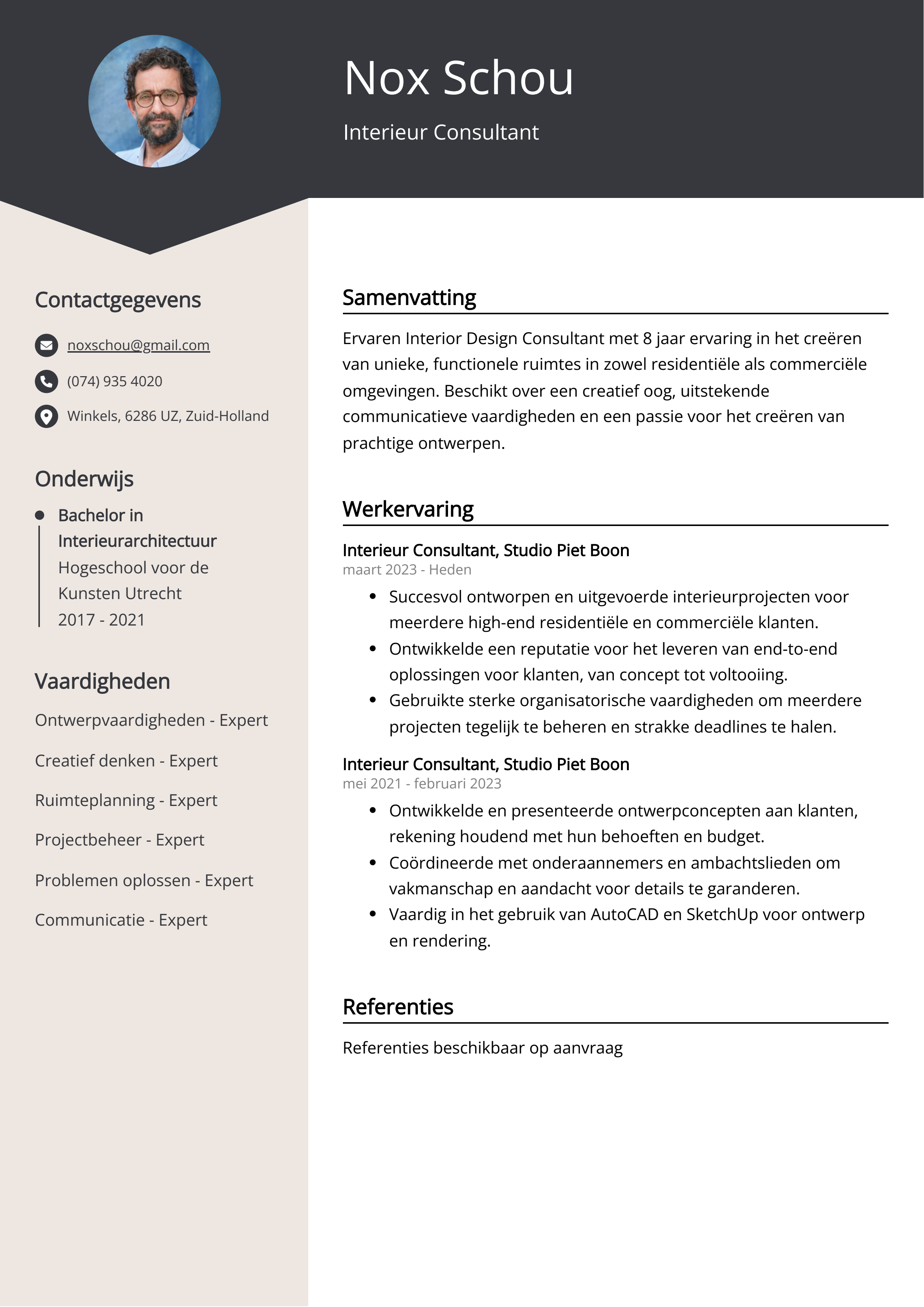 Interieur Consultant CV Voorbeeld