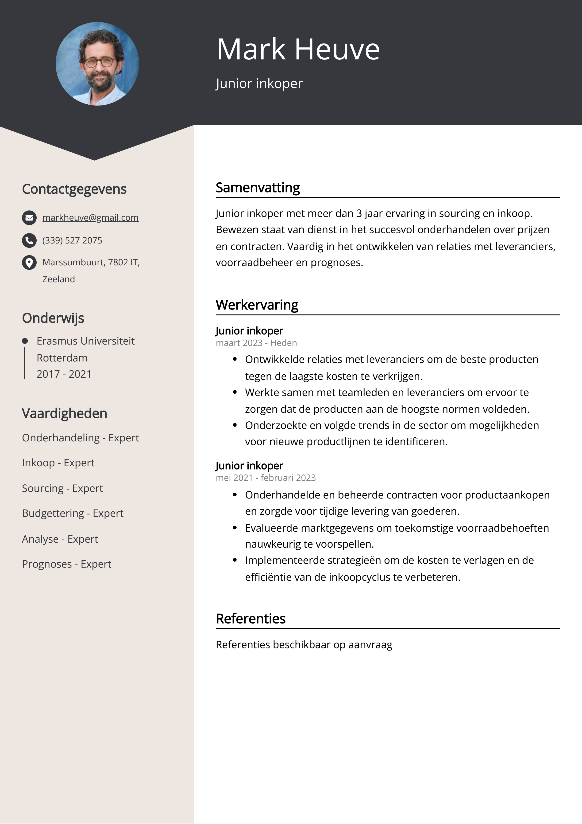 Junior inkoper CV Voorbeeld