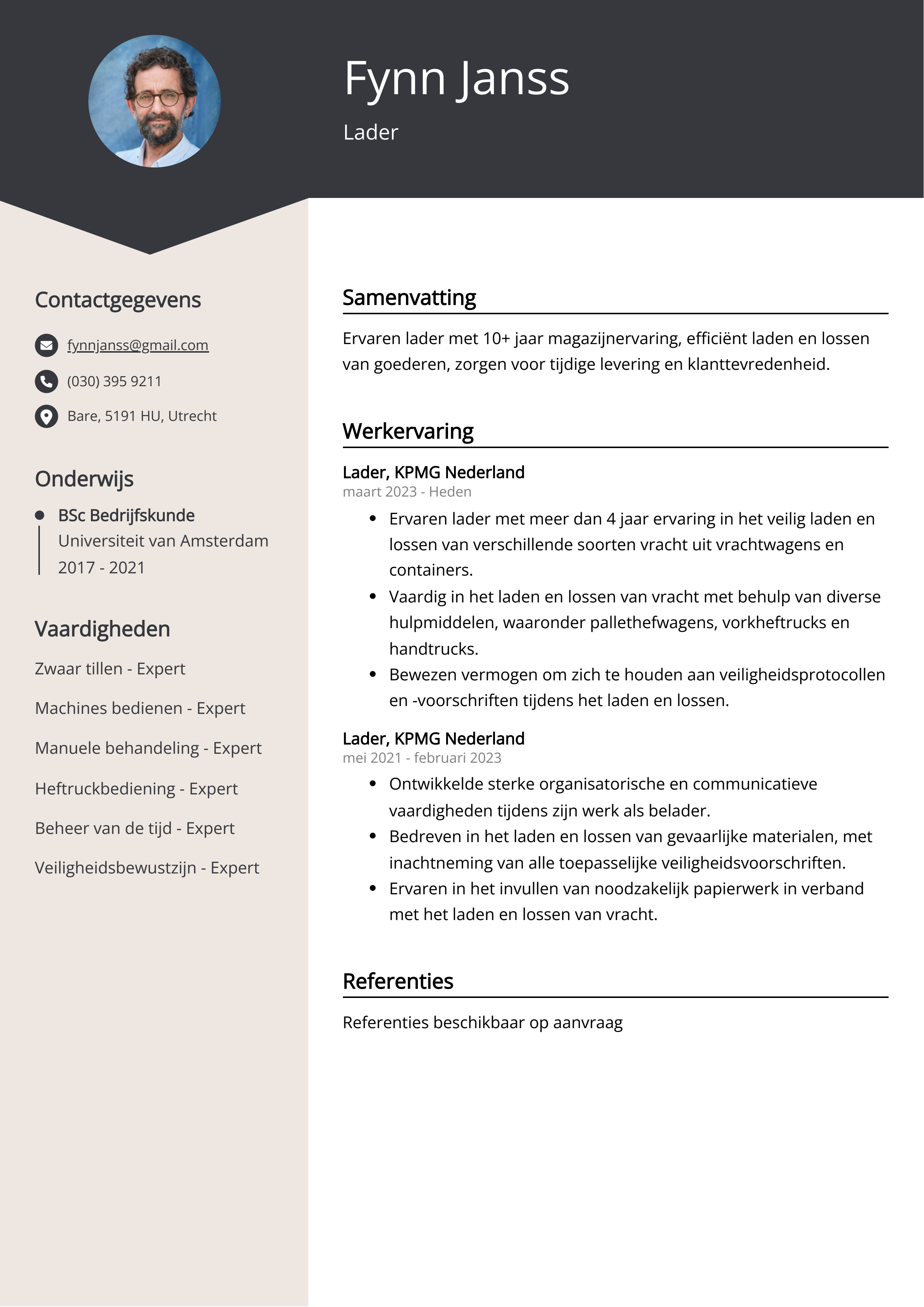 Lader CV Voorbeeld