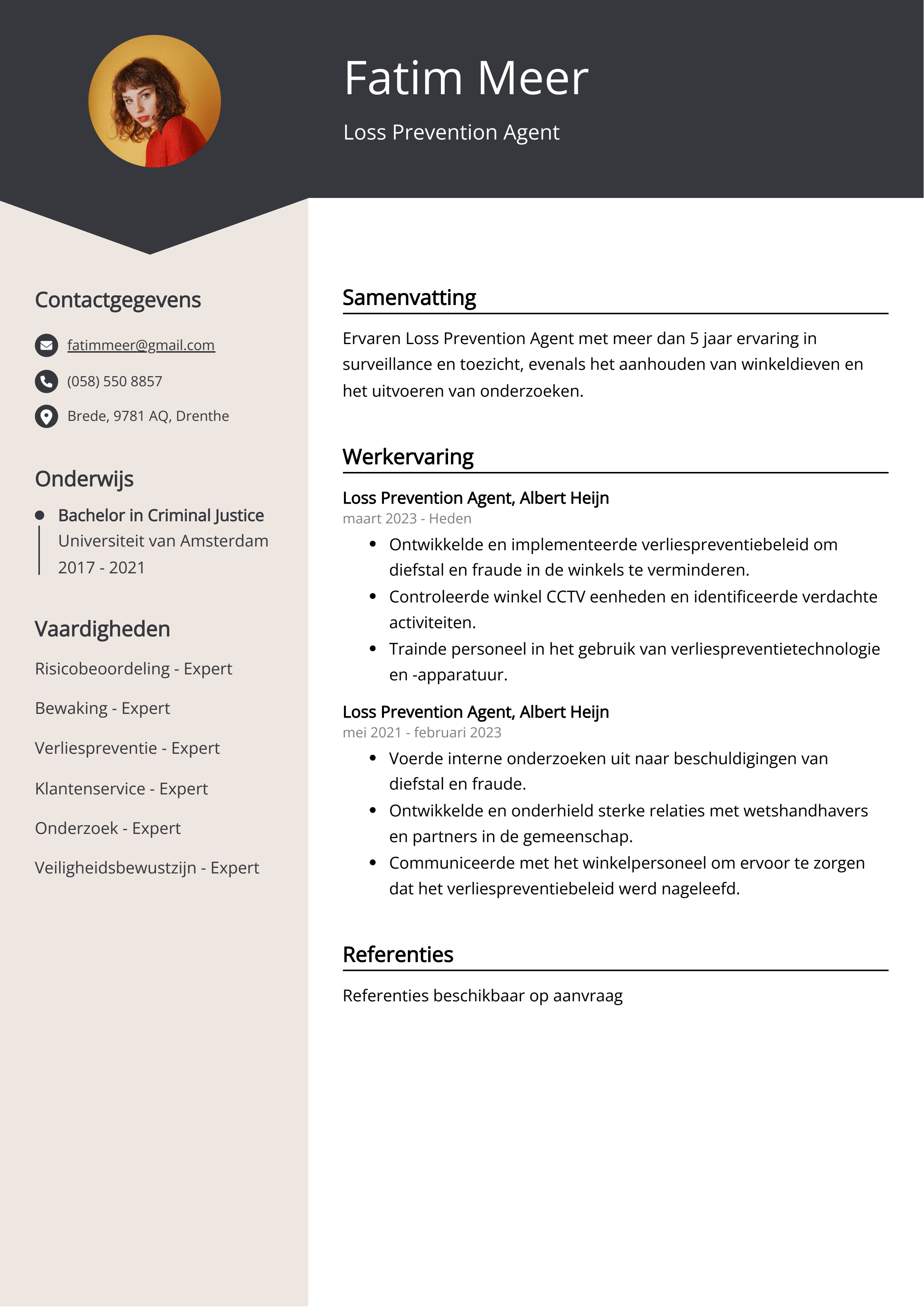 Loss Prevention Agent CV Voorbeeld