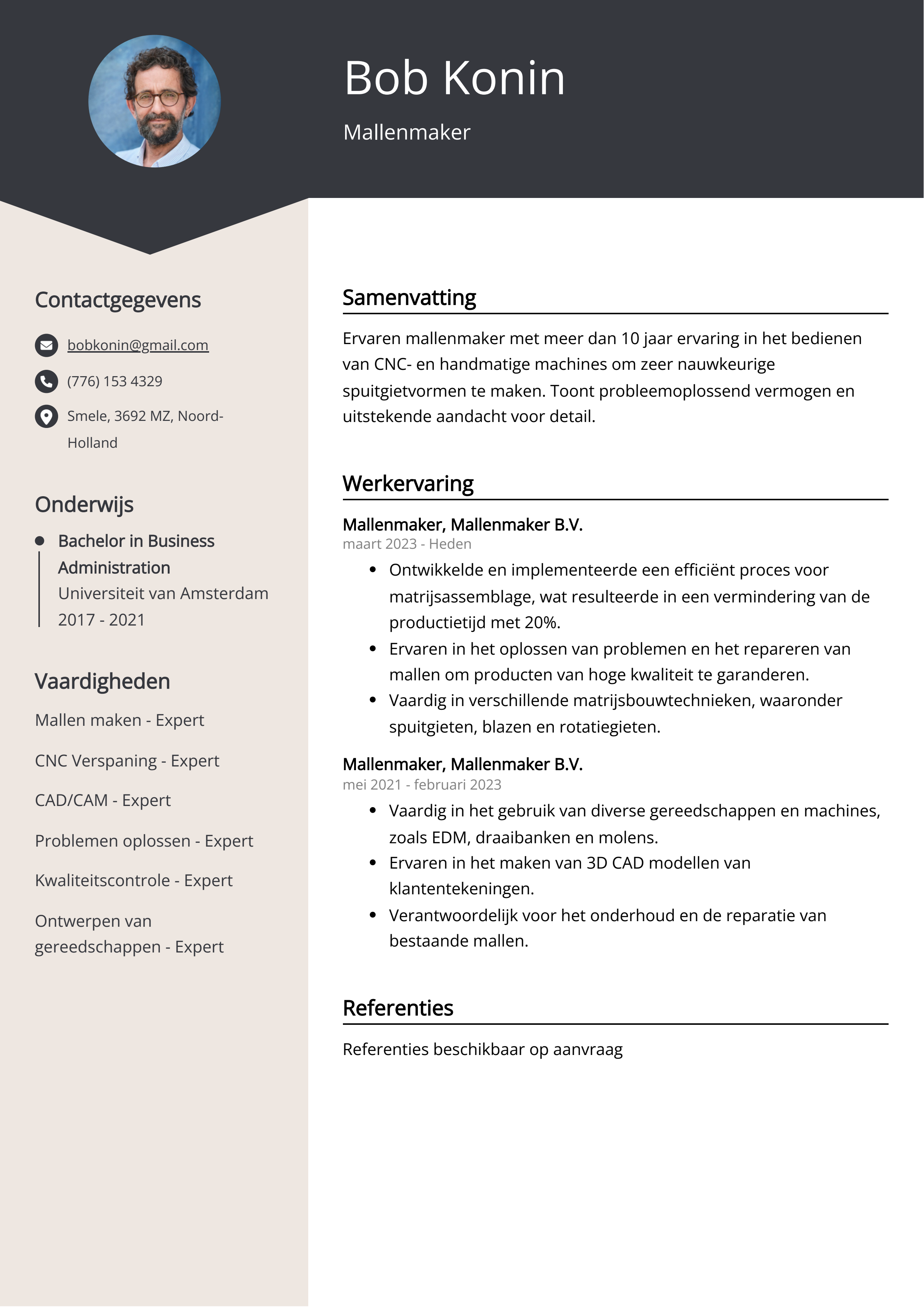 Mallenmaker CV Voorbeeld