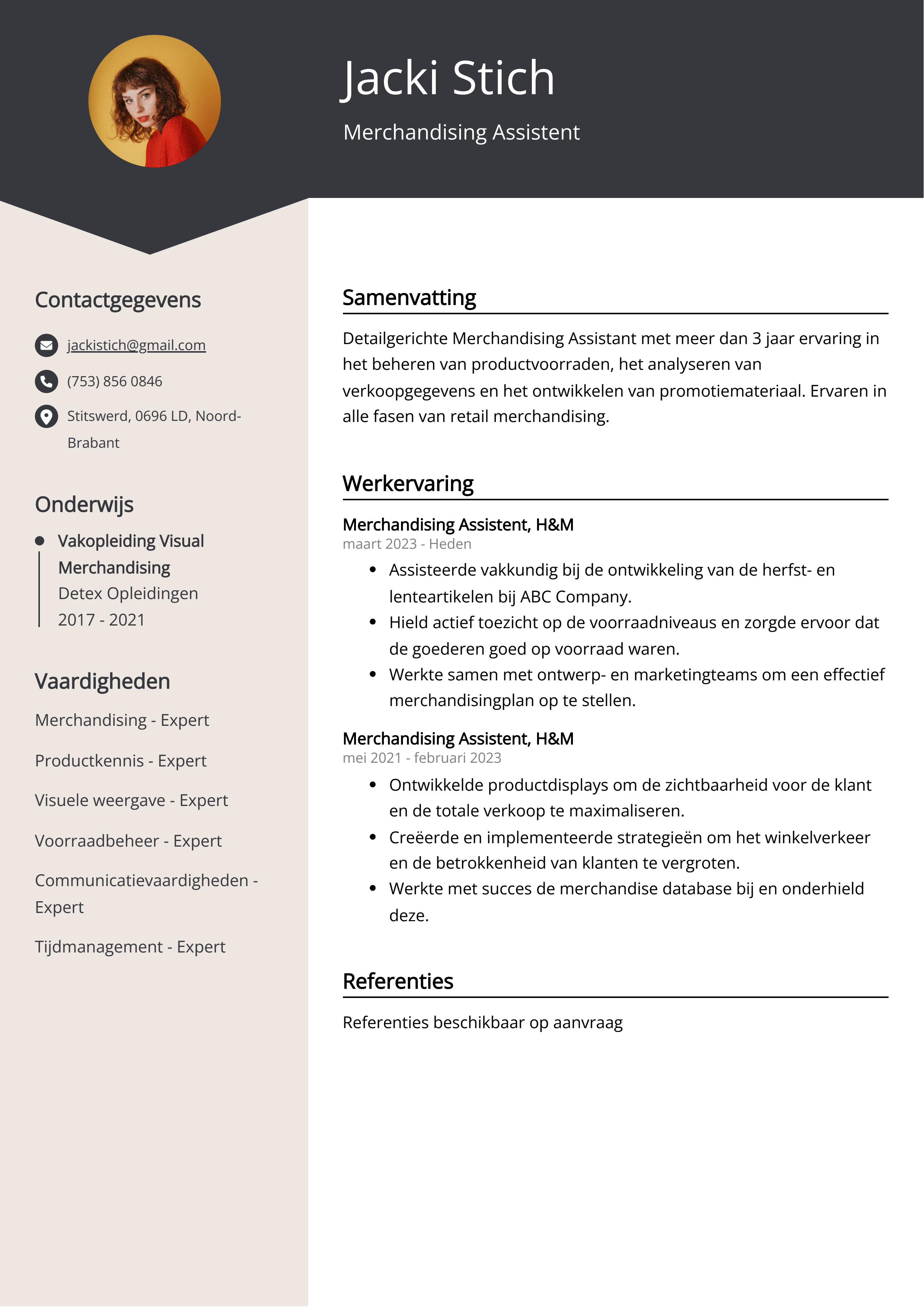 Merchandising Assistent CV Voorbeeld