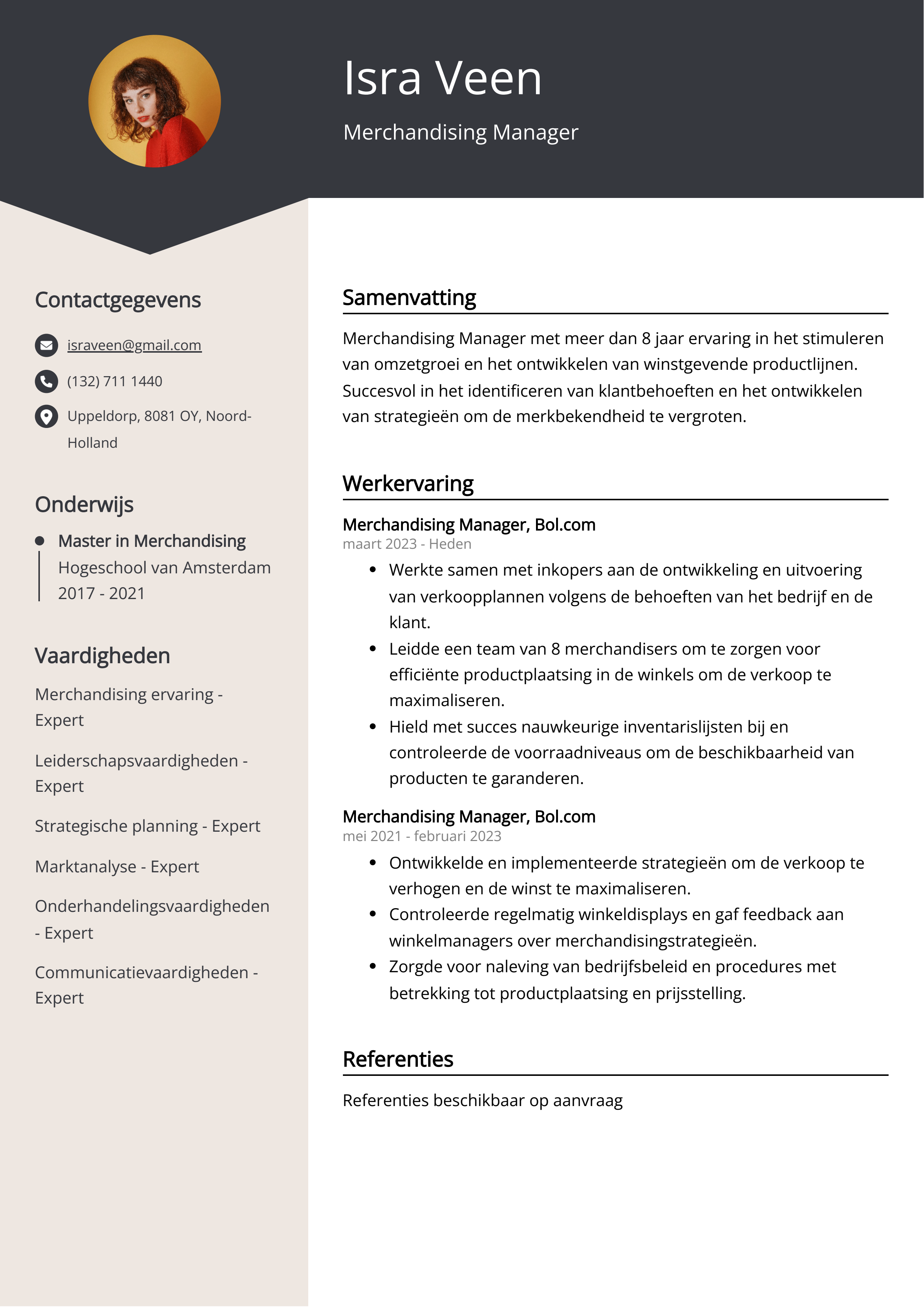 Merchandising Manager CV Voorbeeld