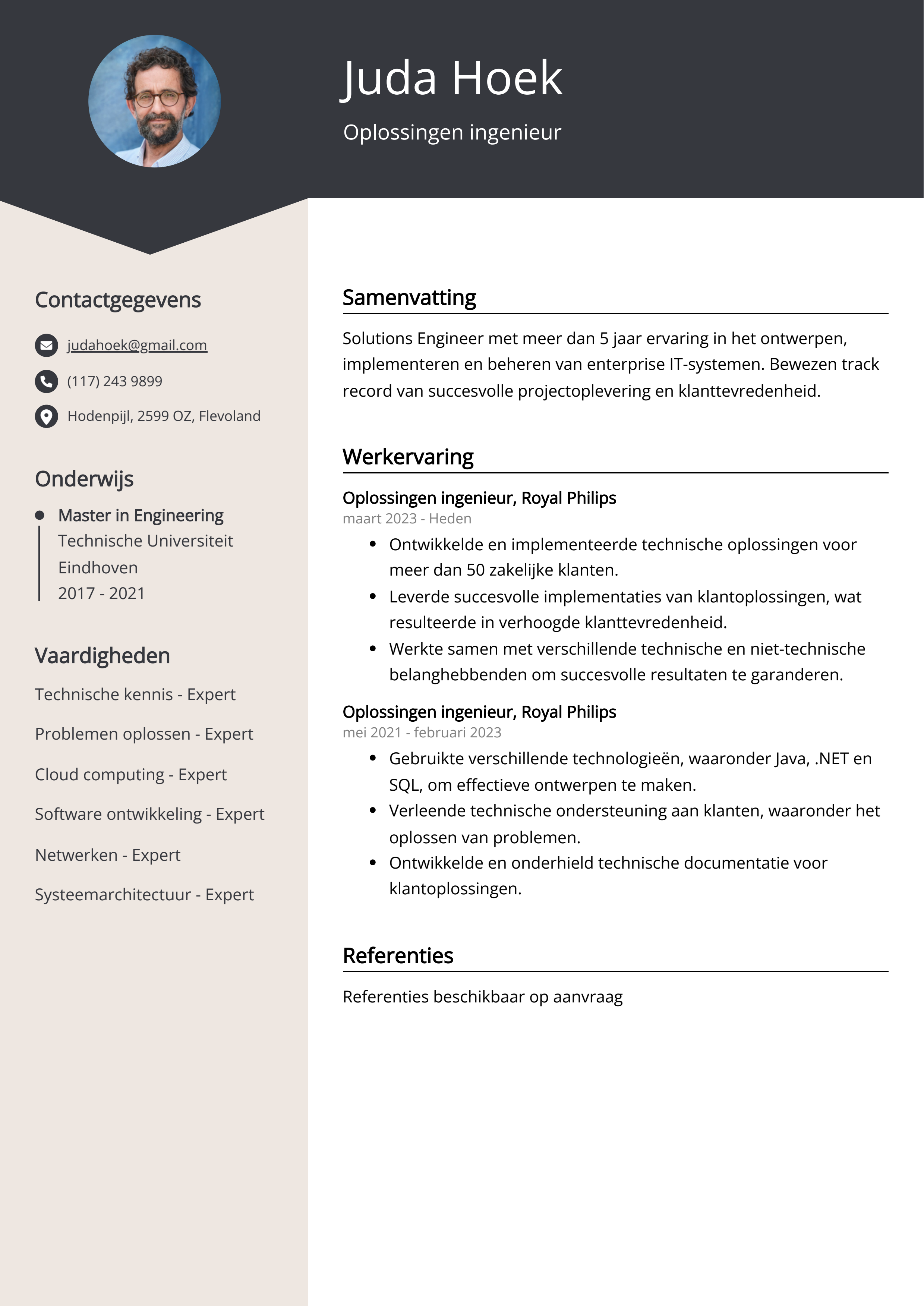 Oplossingen ingenieur CV Voorbeeld