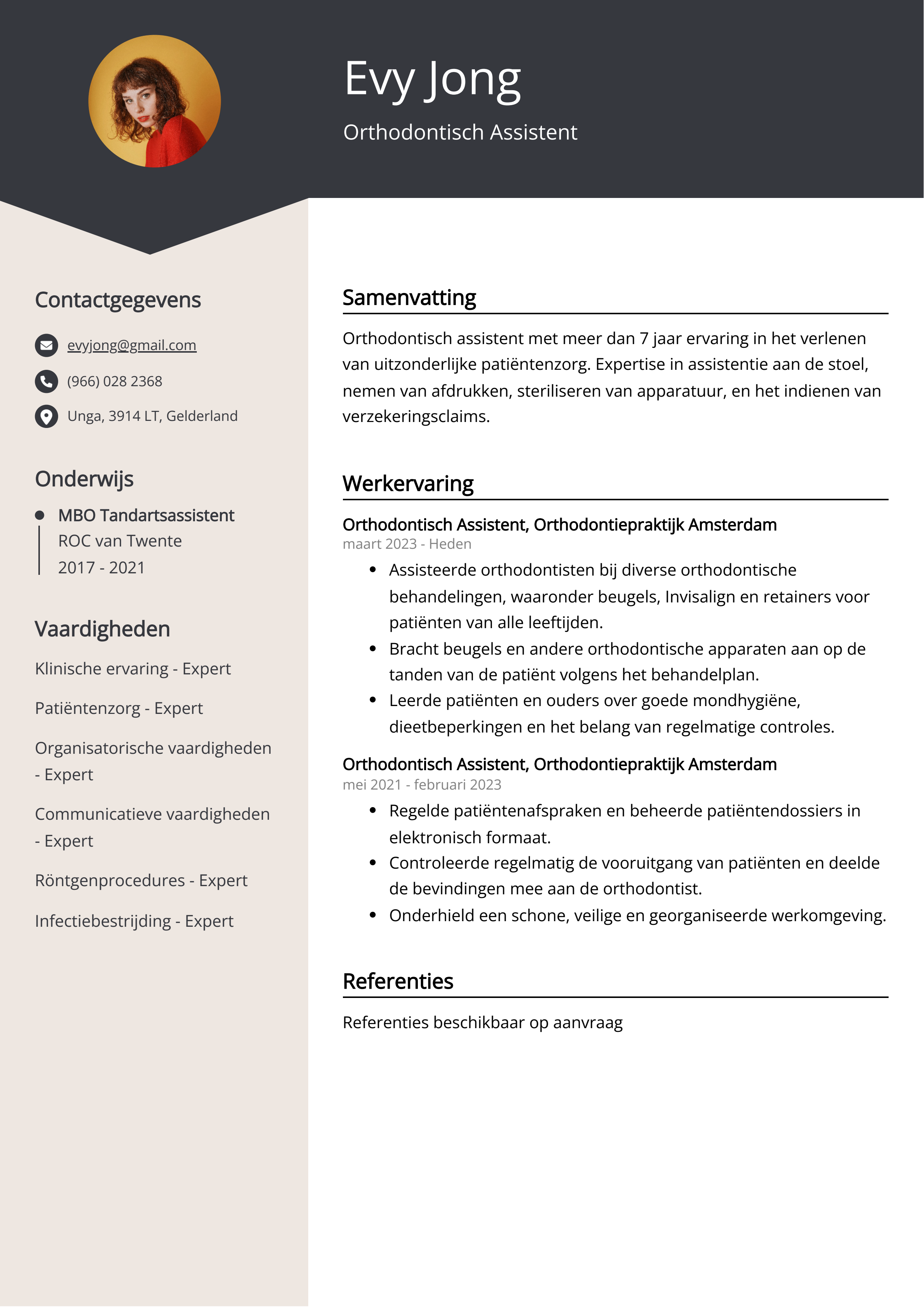 Orthodontisch Assistent CV Voorbeeld