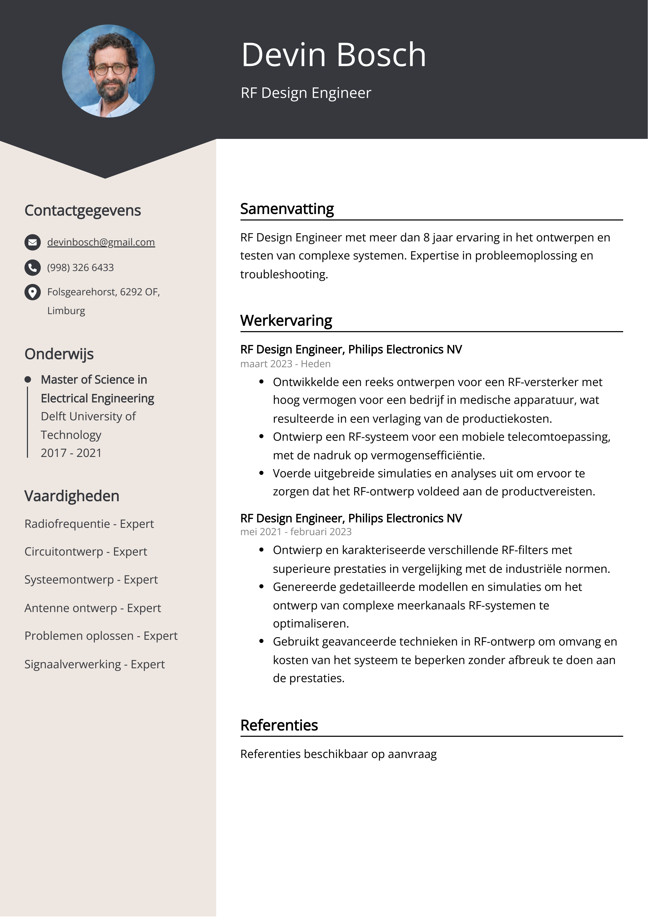 RF Design Engineer CV Voorbeeld