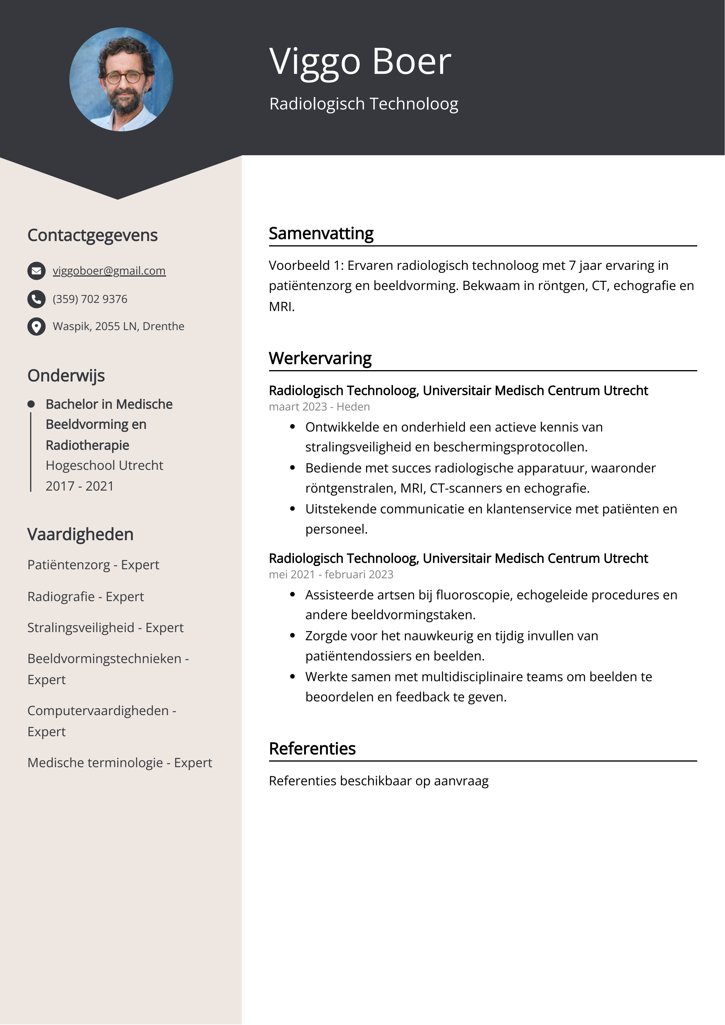 Radiologisch Technoloog CV Voorbeeld