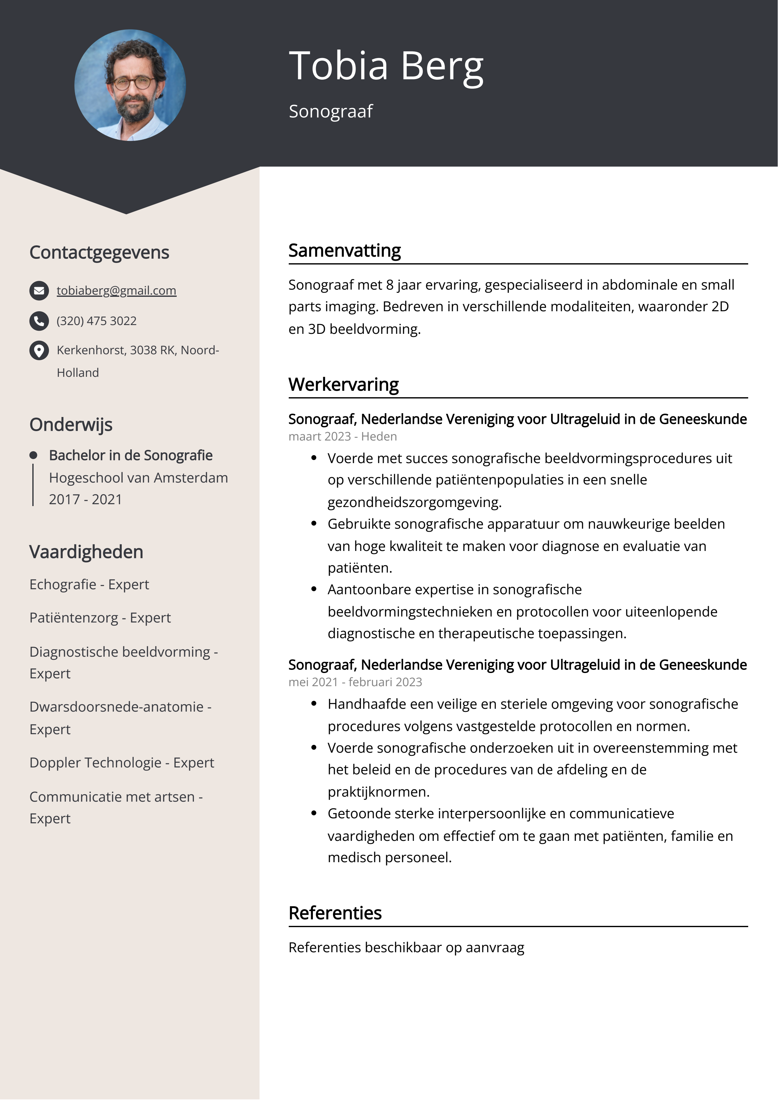 Sonograaf CV Voorbeeld