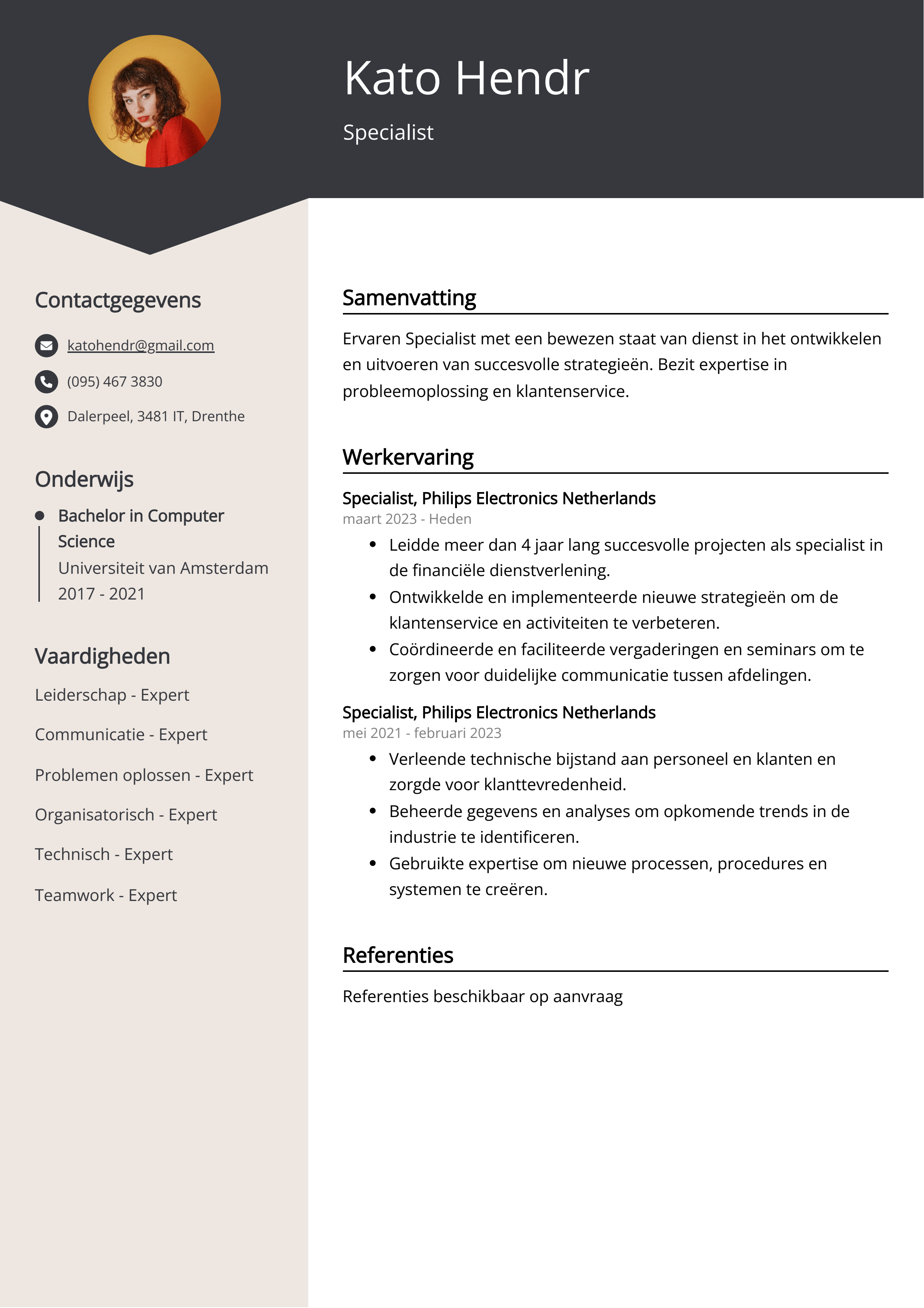 Specialist CV Voorbeeld